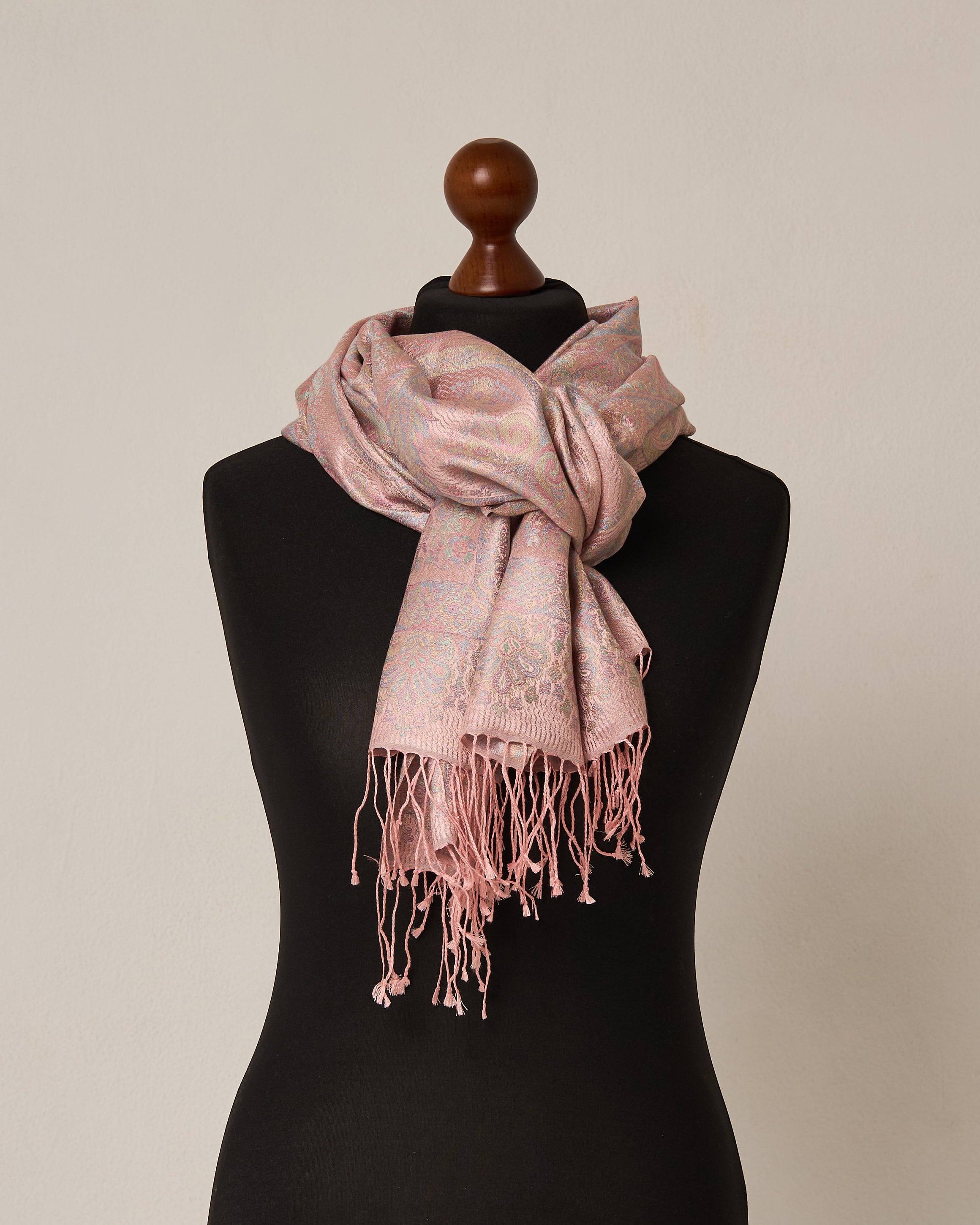 Blush Pearl Silk Jacquard Shawl