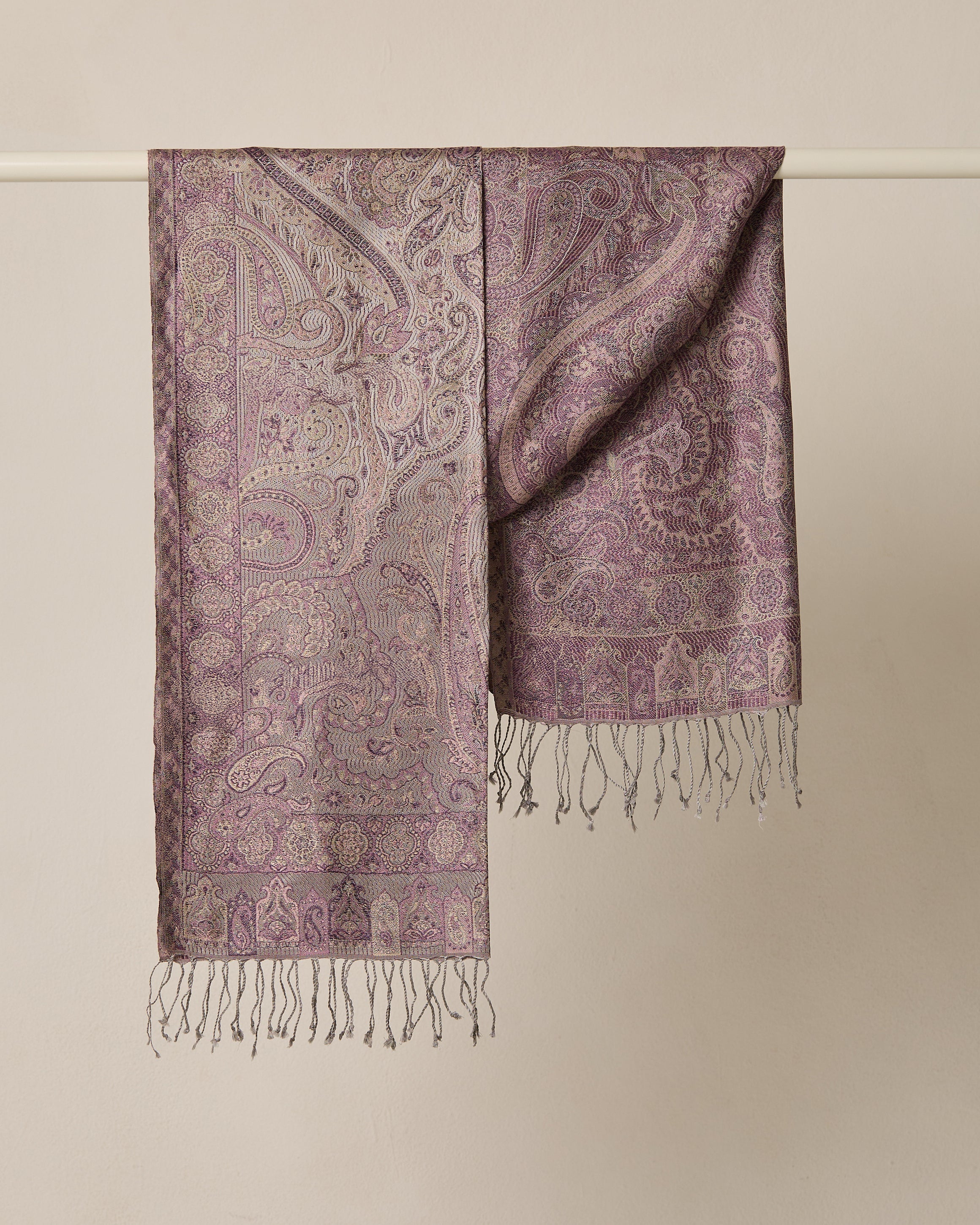 Lavender Whisper Silk Jacquard Shawl