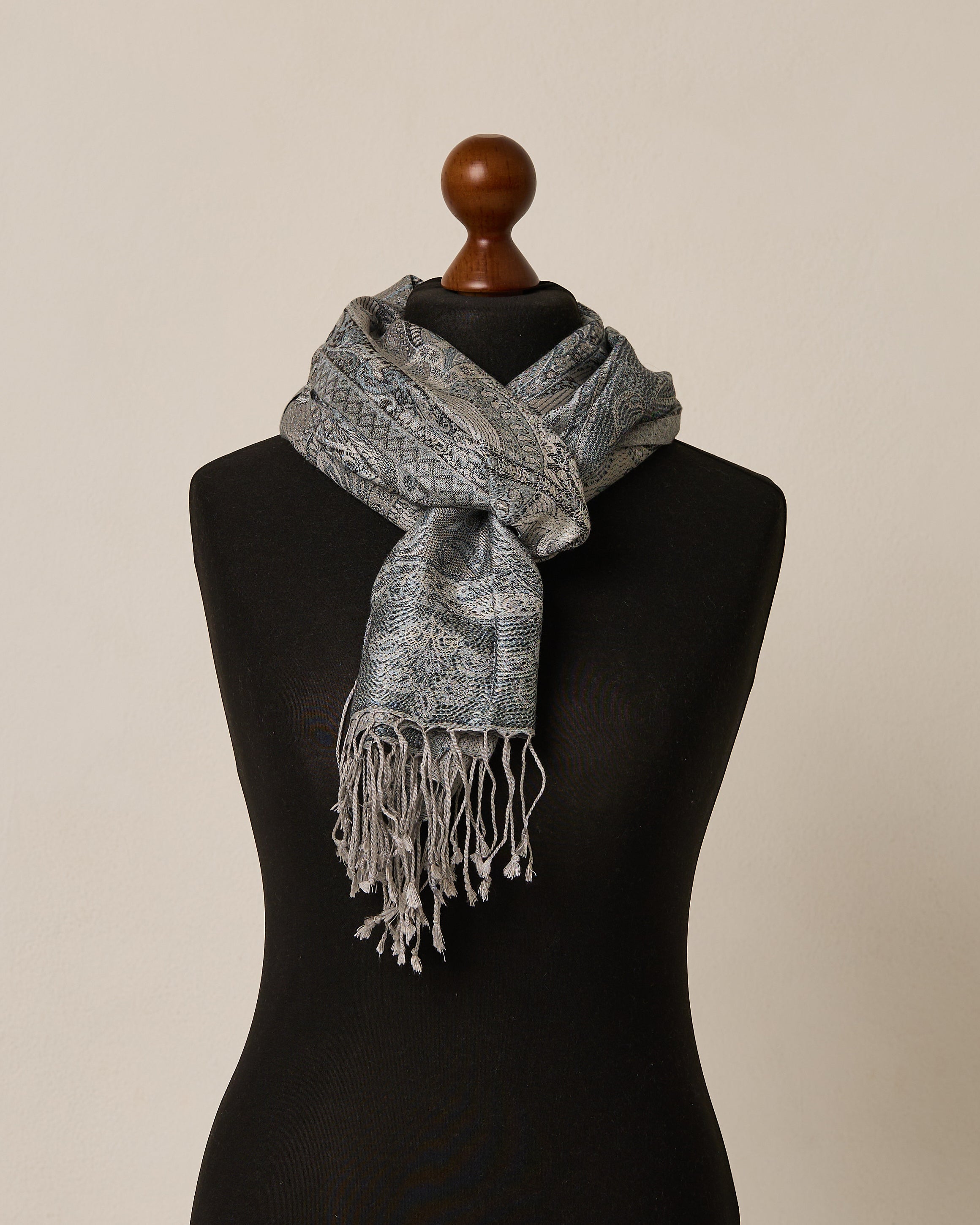 Arctic Sapphire Silk Jacquard Shawl