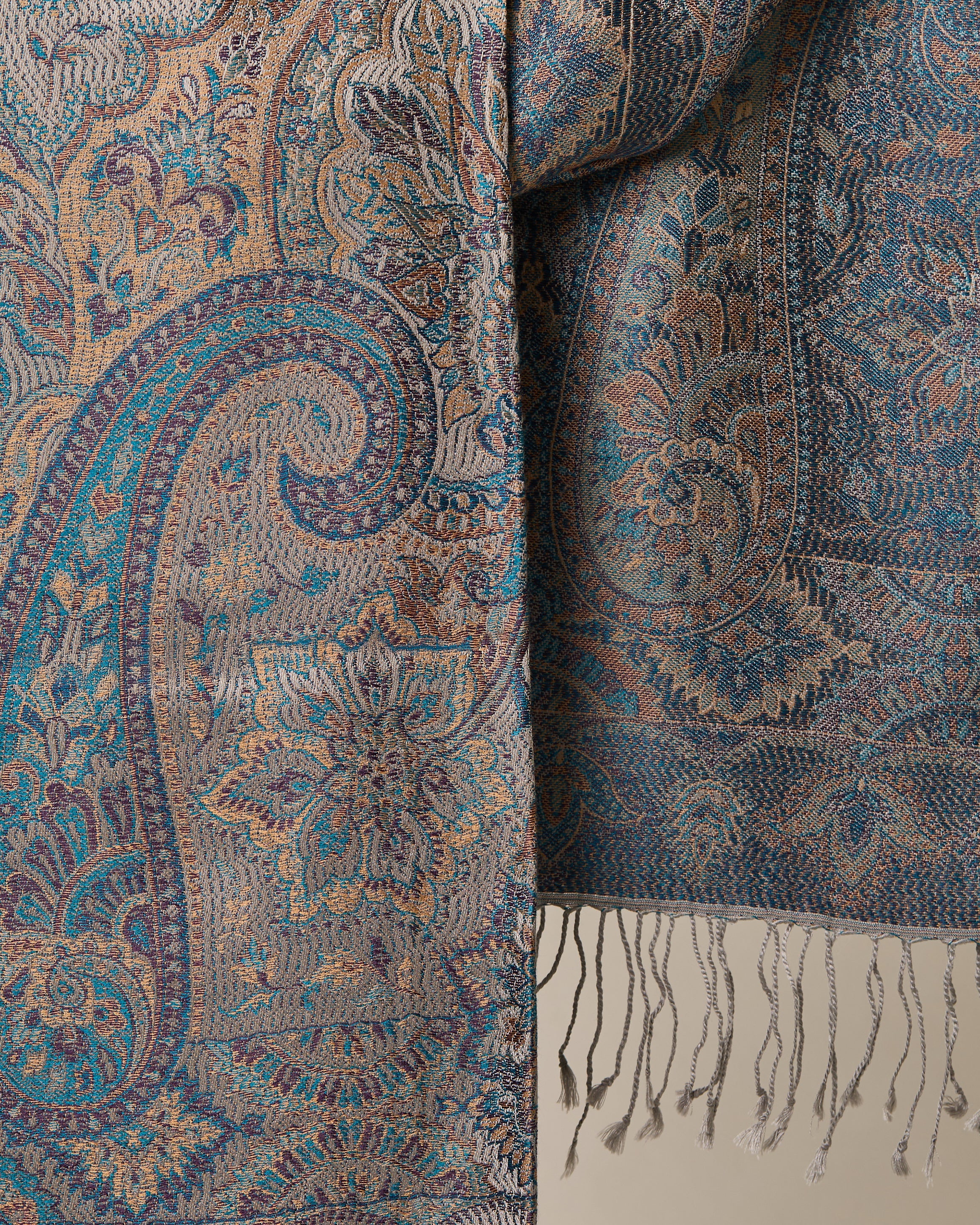 Arctic Sapphire Silk Jacquard Shawl
