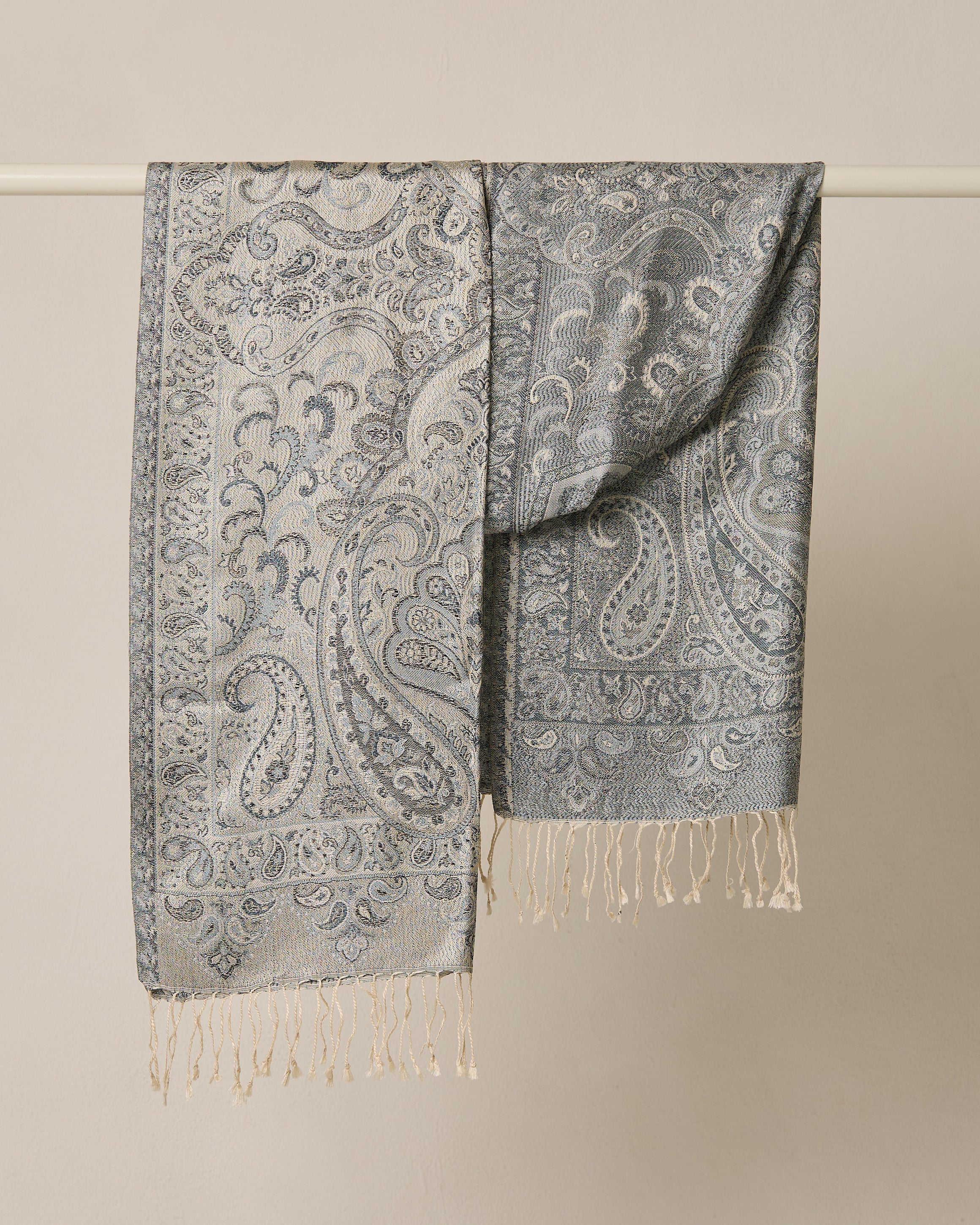 Silver Moon Silk Jacquard Shawl