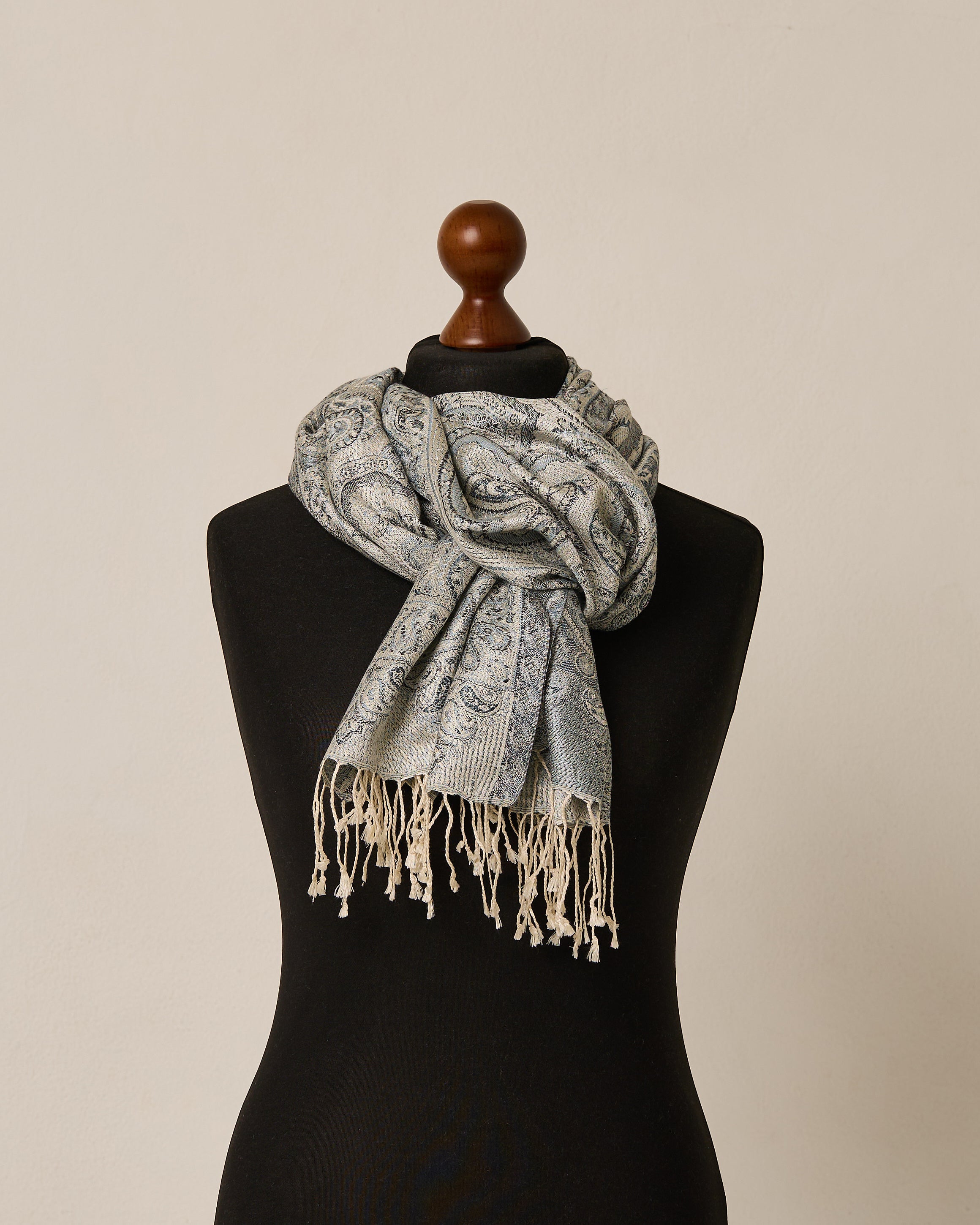Silver Moon Silk Jacquard Shawl