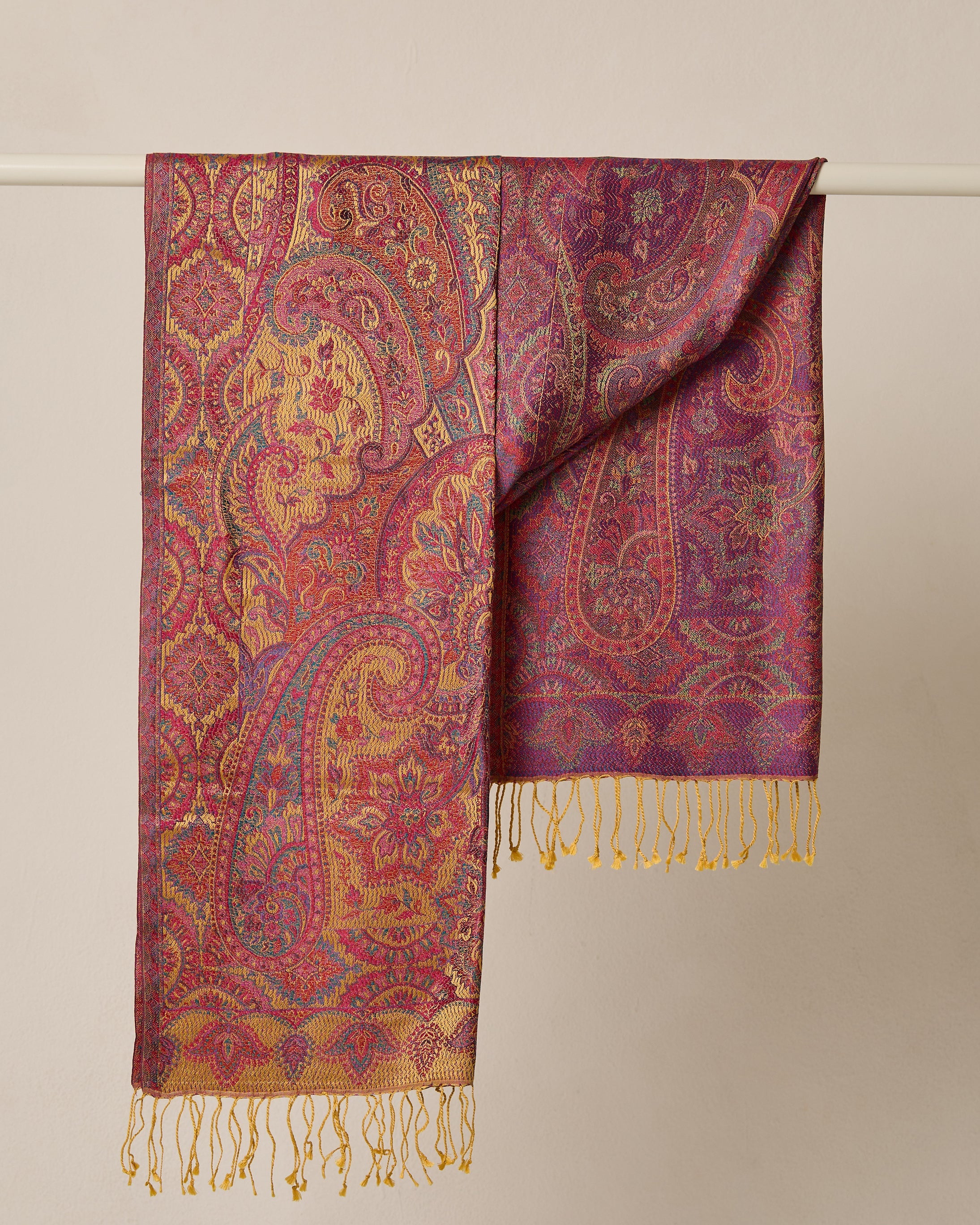 Golden Orchid Silk Jacquard Shawl
