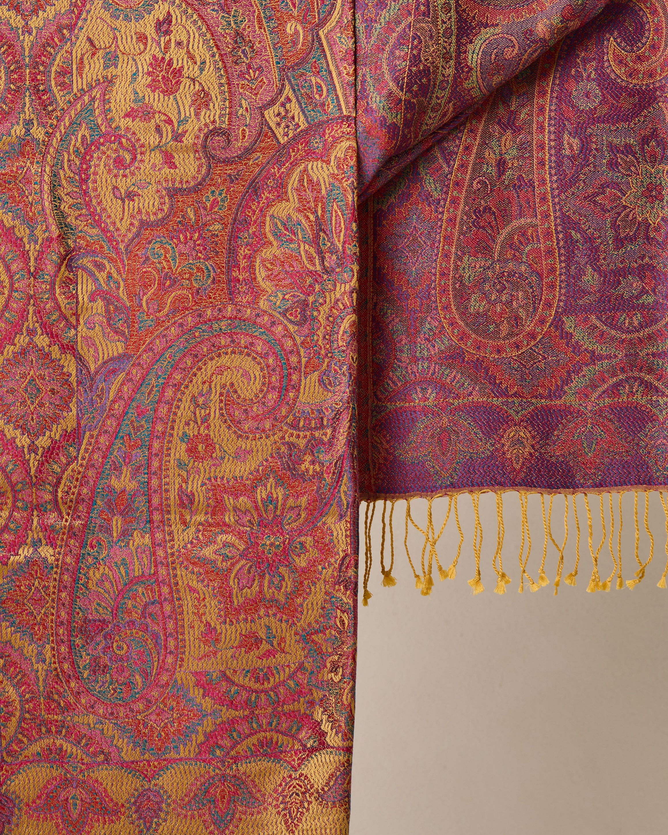 Golden Orchid Silk Jacquard Shawl