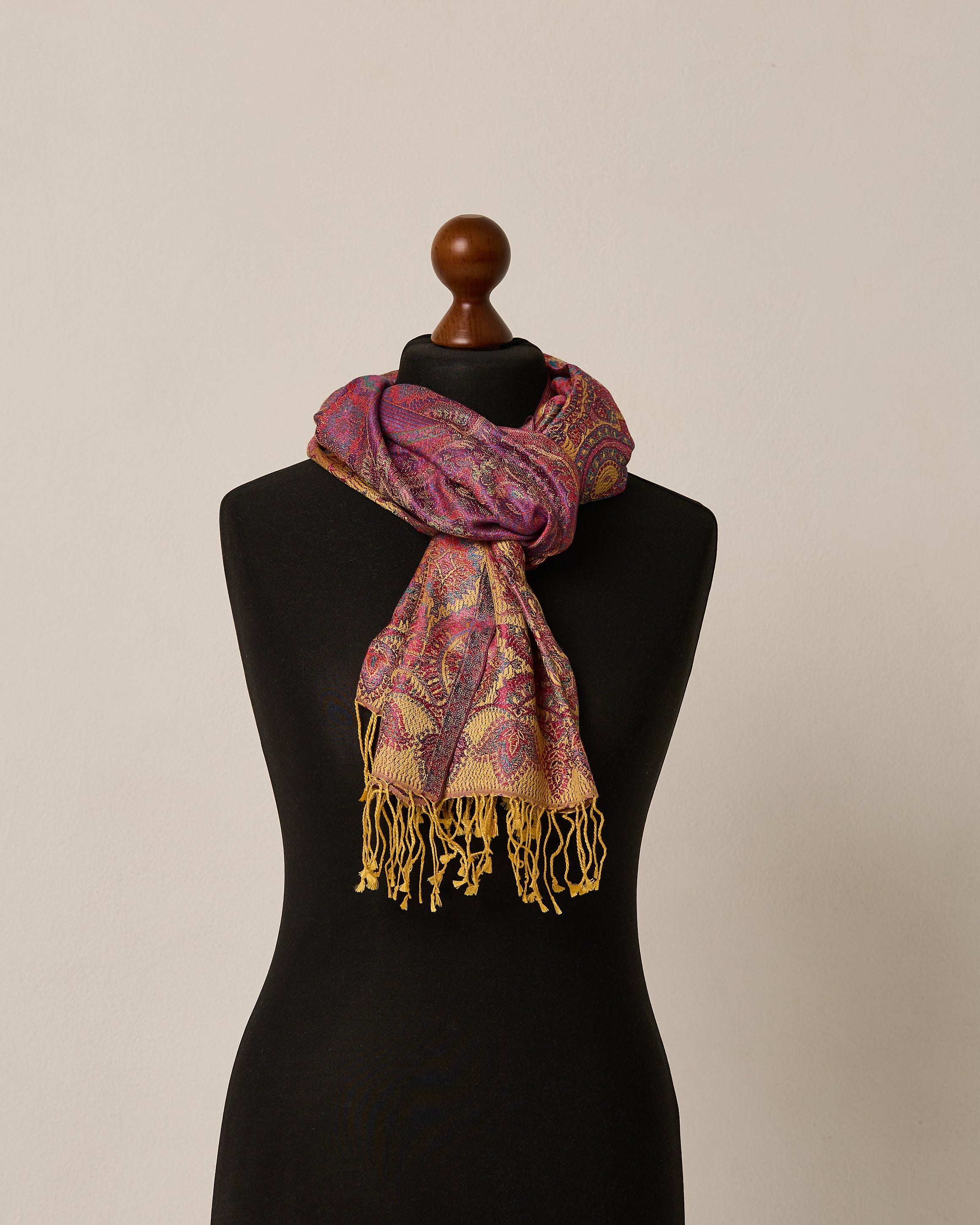 Golden Orchid Silk Jacquard Shawl