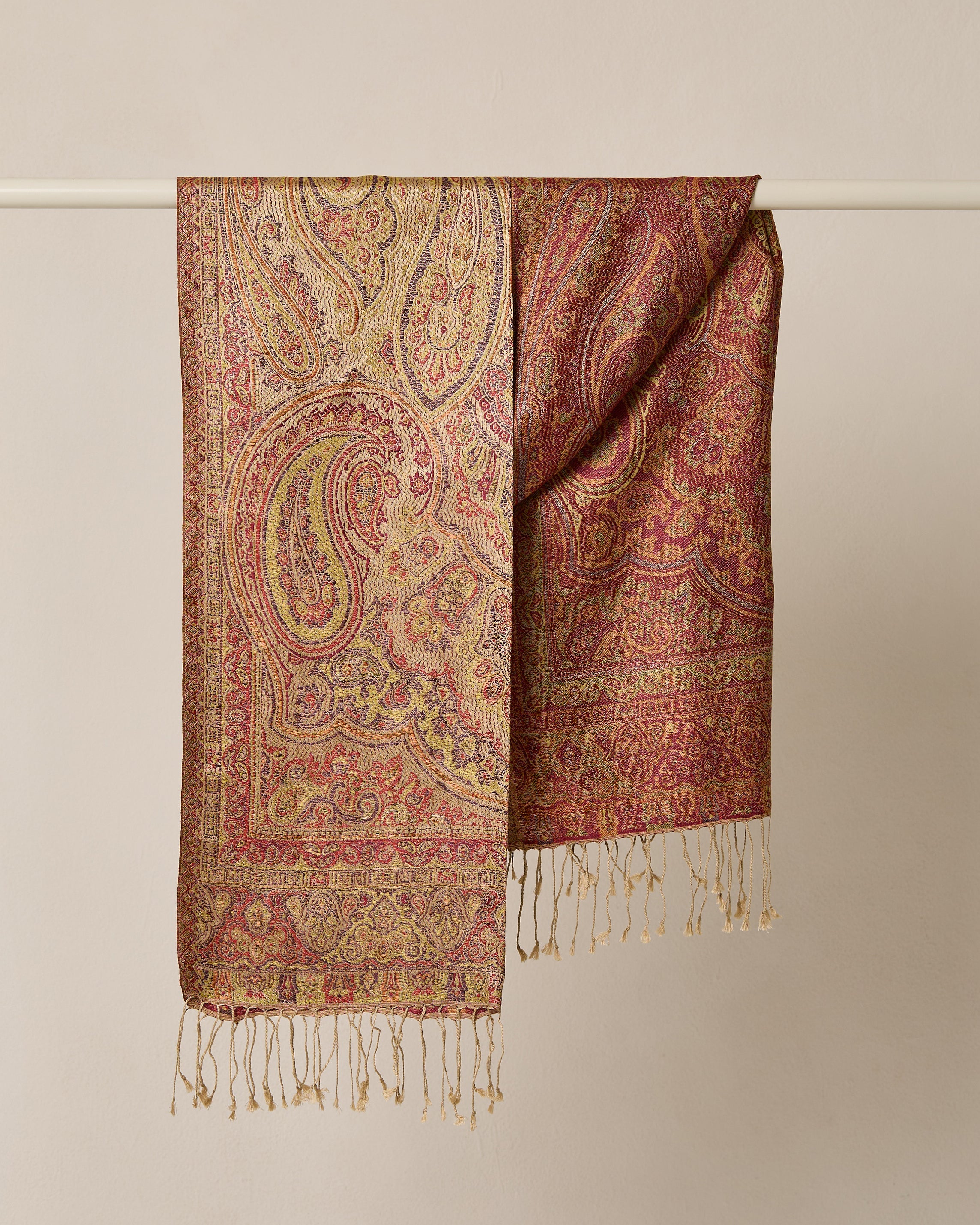 Golden Heirloom Silk Jacquard Shawl