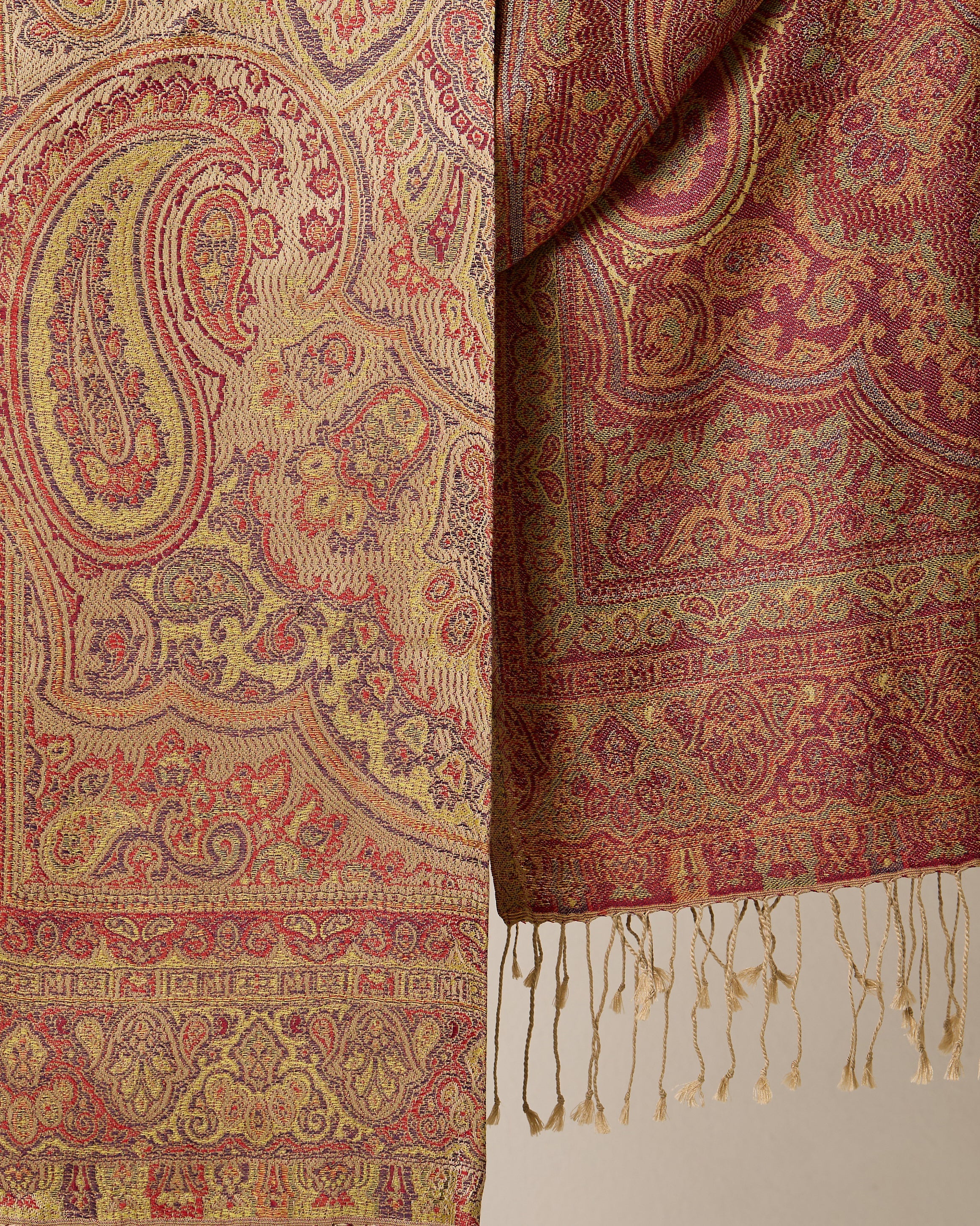 Golden Heirloom Silk Jacquard Shawl