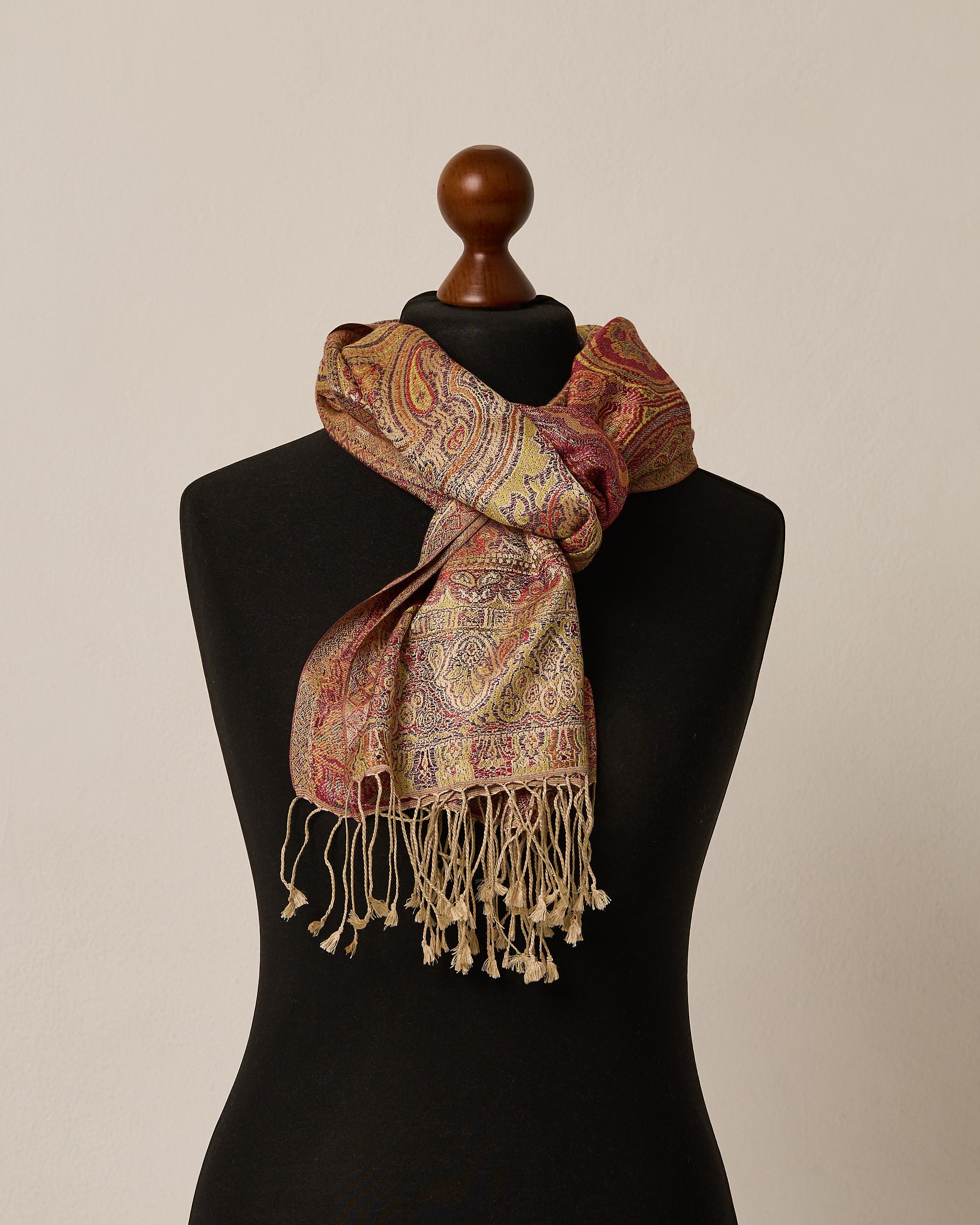 Golden Heirloom Silk Jacquard Shawl