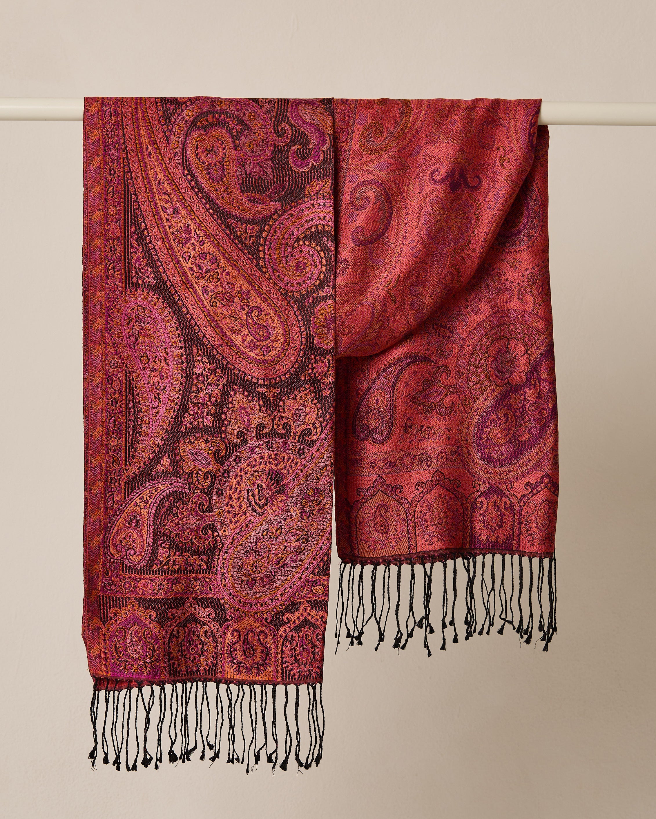Midnight Orchid Silk Jacquard Shawl
