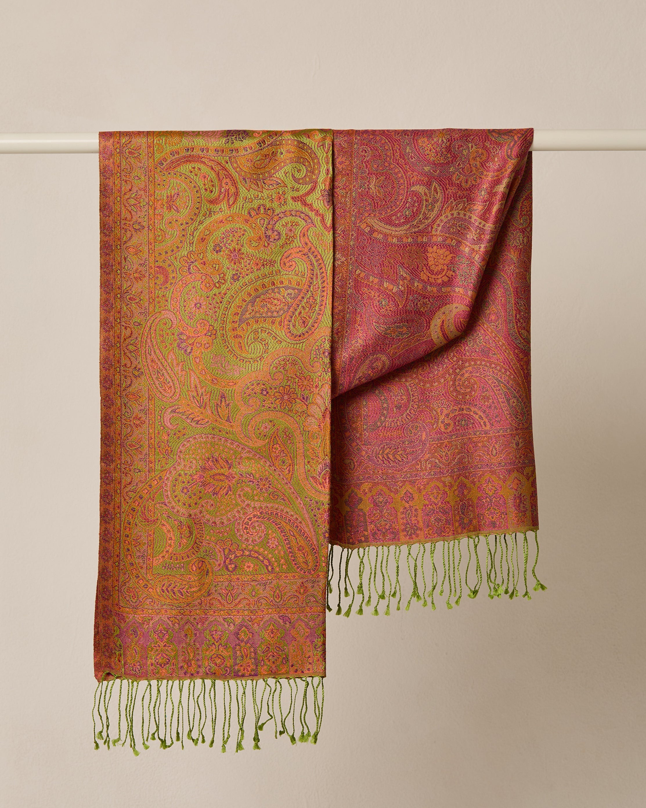Emerald Blossom Silk Jacquard Shawl