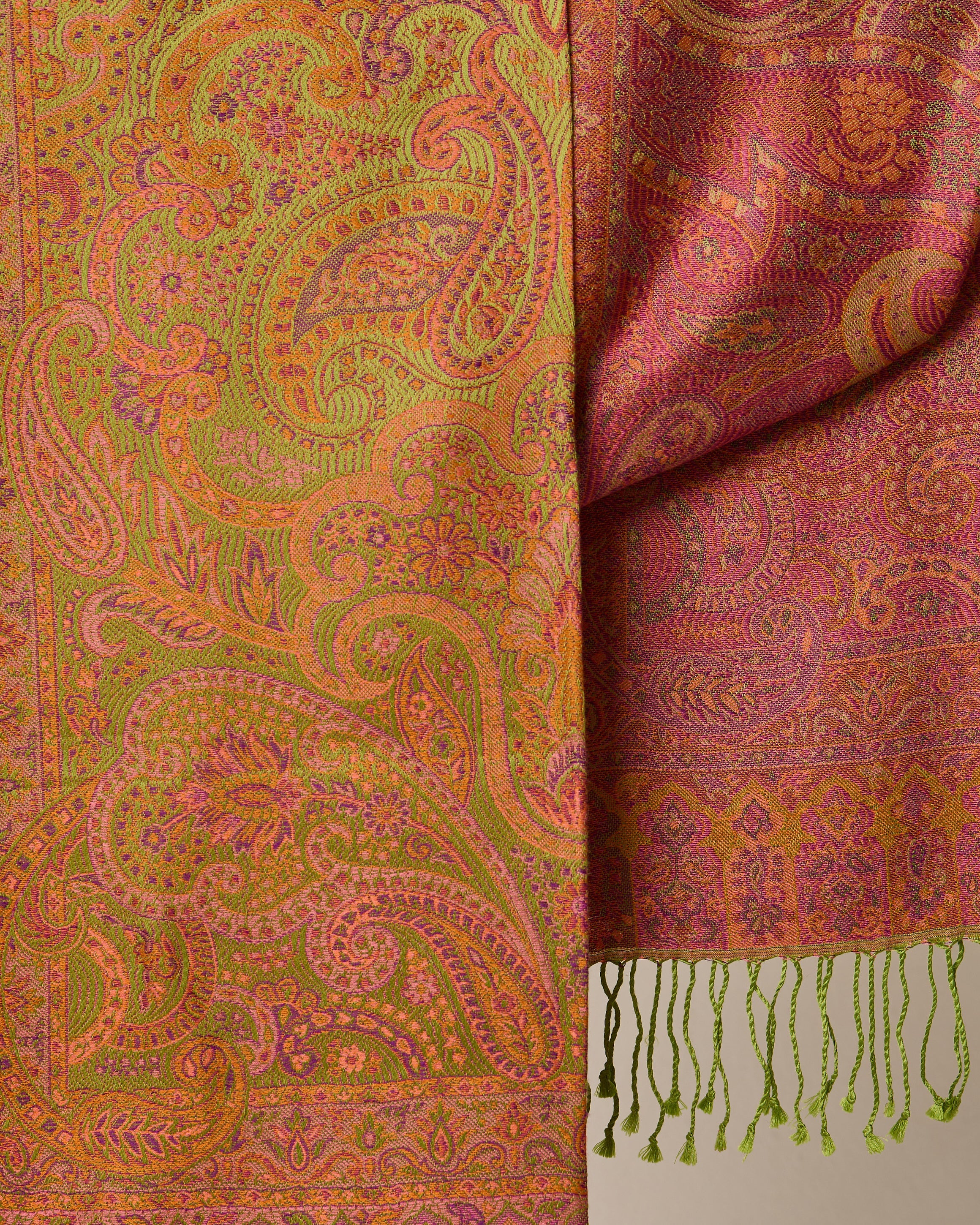 Emerald Blossom Silk Jacquard Shawl