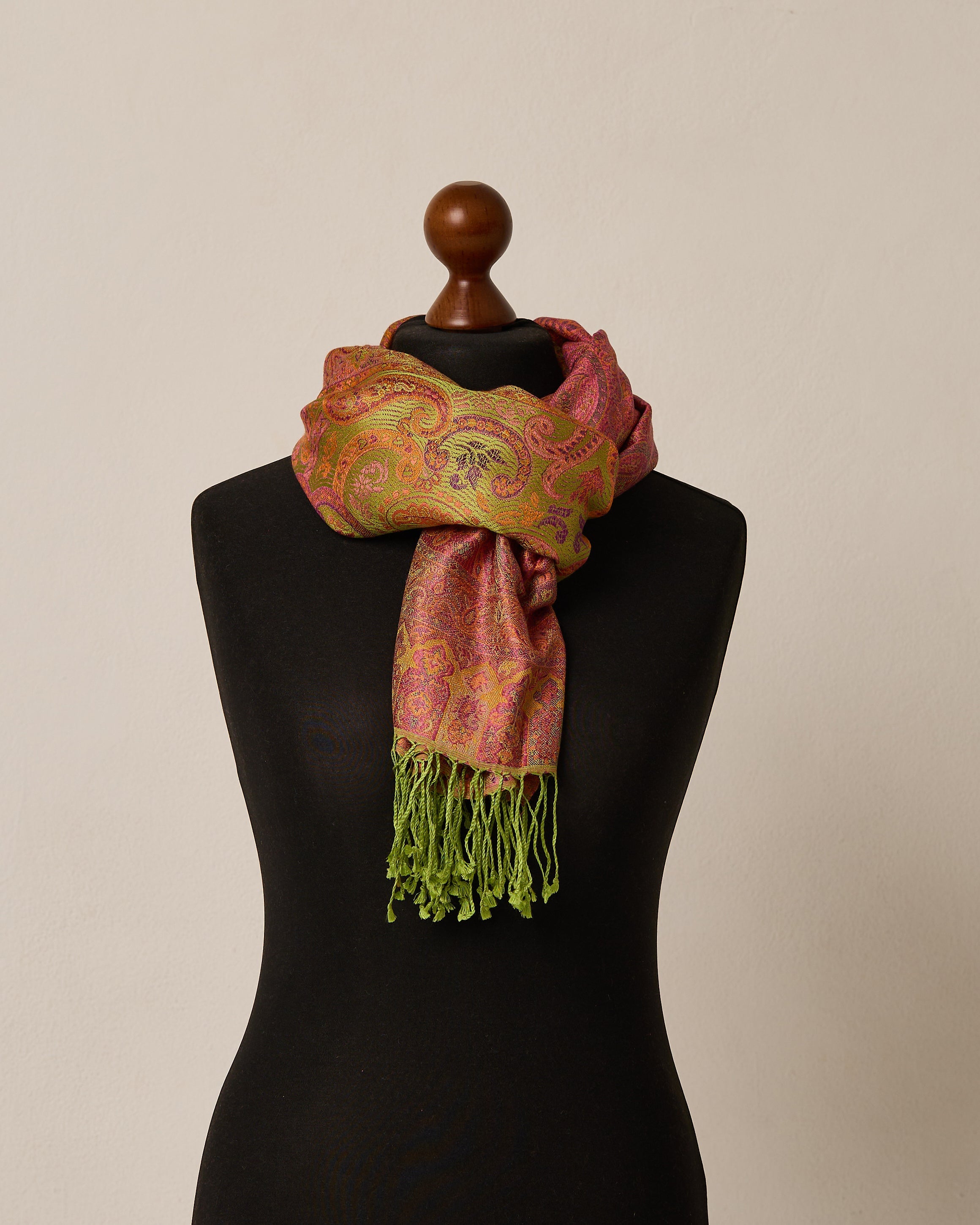 Emerald Blossom Silk Jacquard Shawl