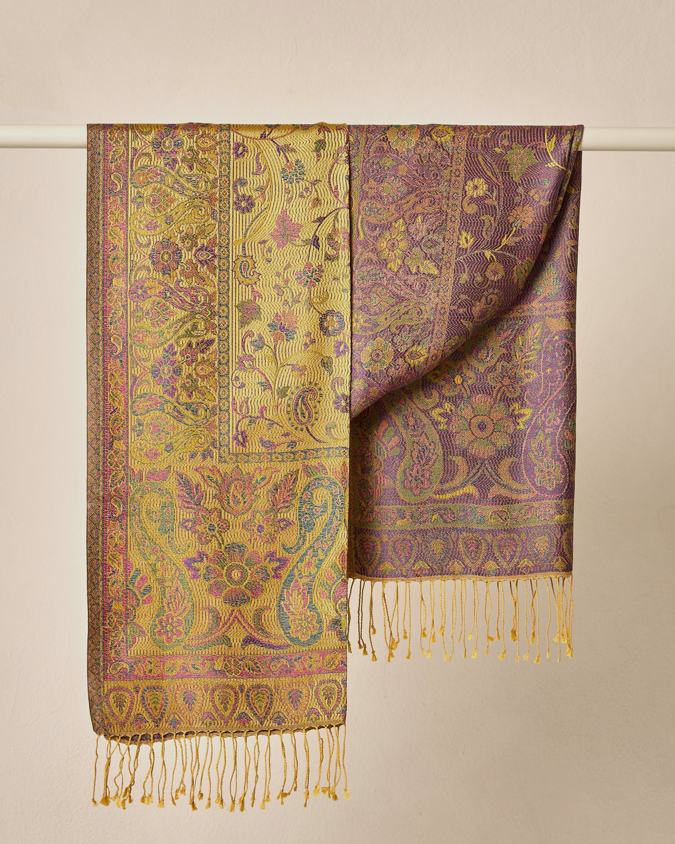 Golden Mosaic Silk Jacquard Shawl