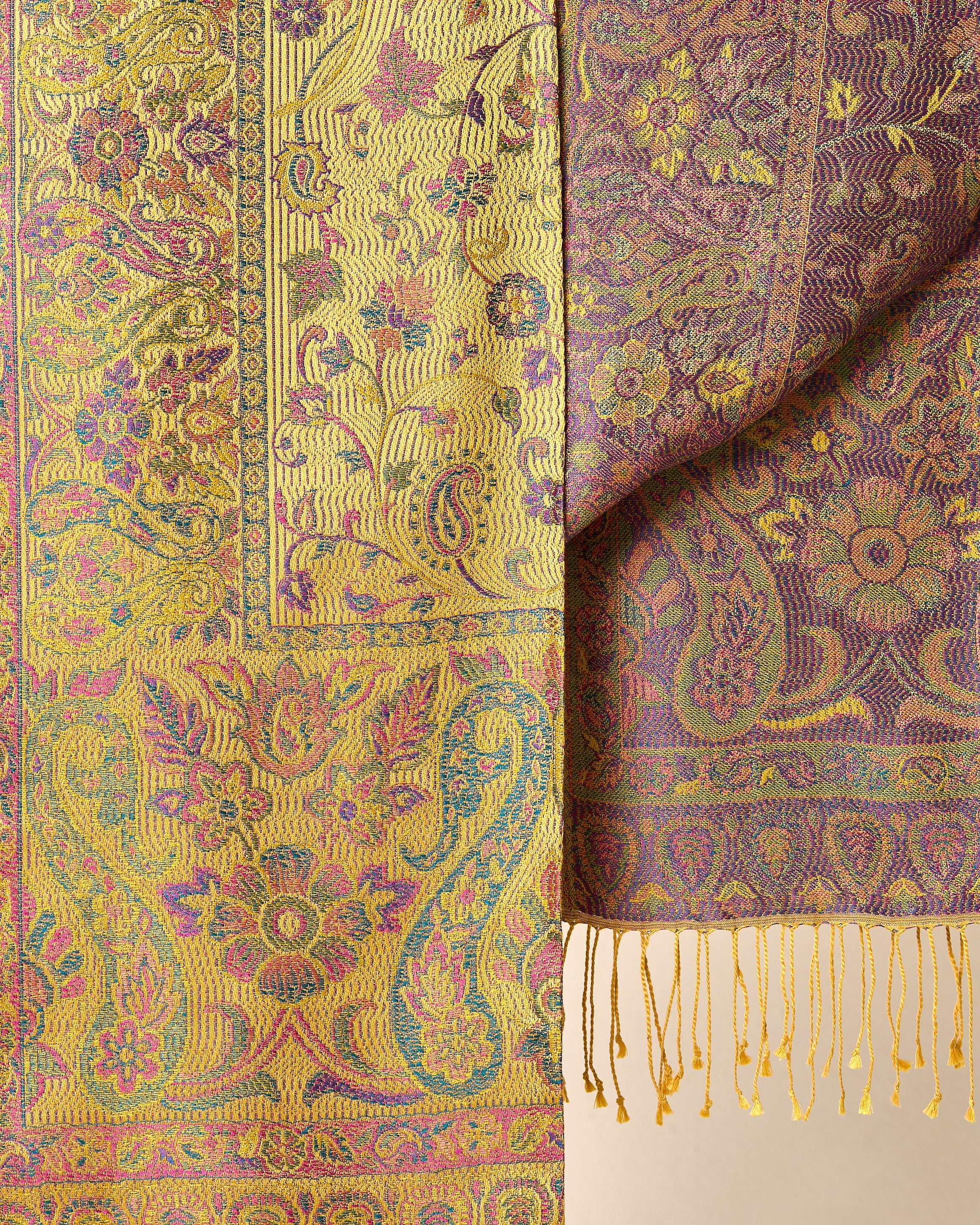 Golden Mosaic Silk Jacquard Shawl