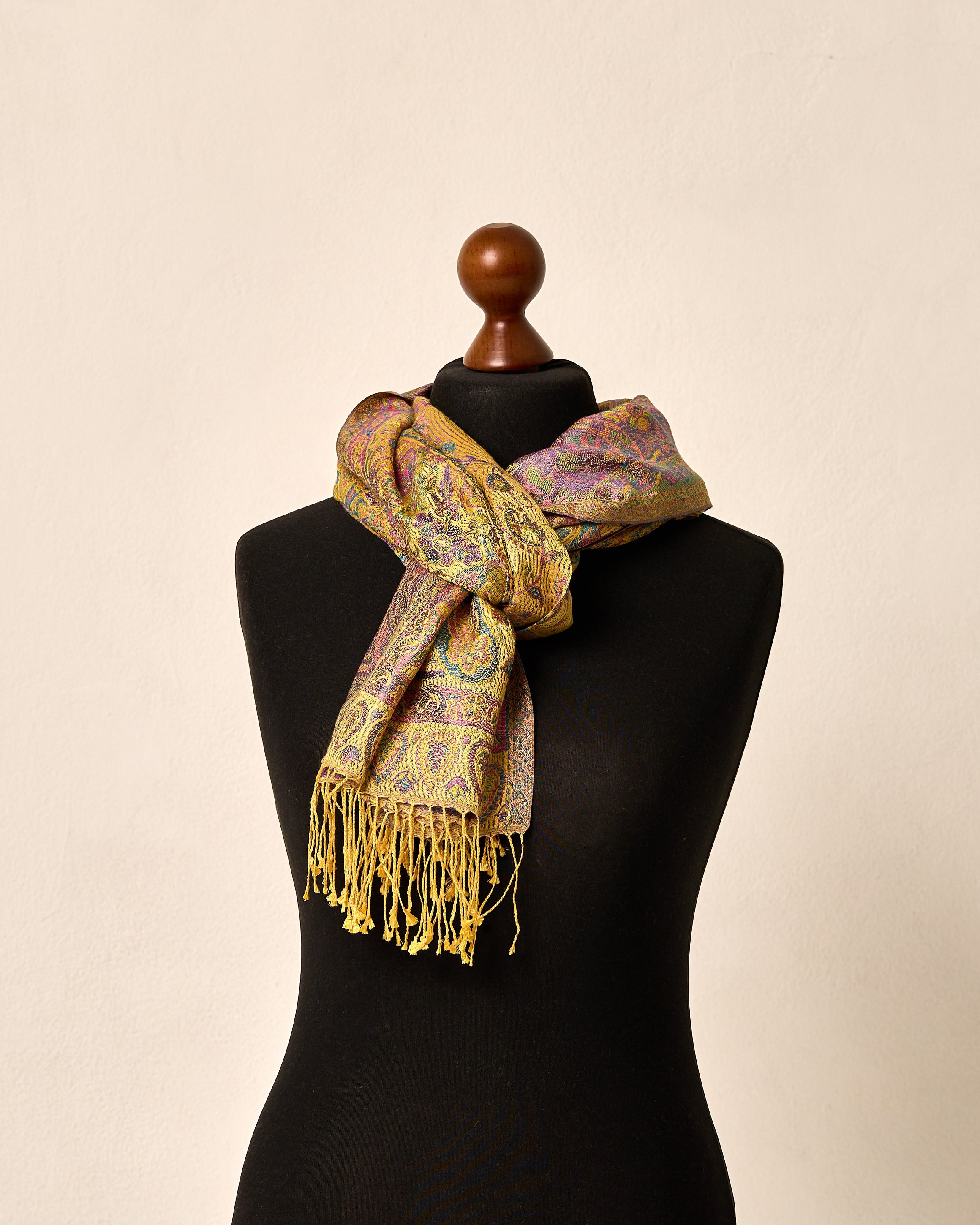 Golden Mosaic Silk Jacquard Shawl