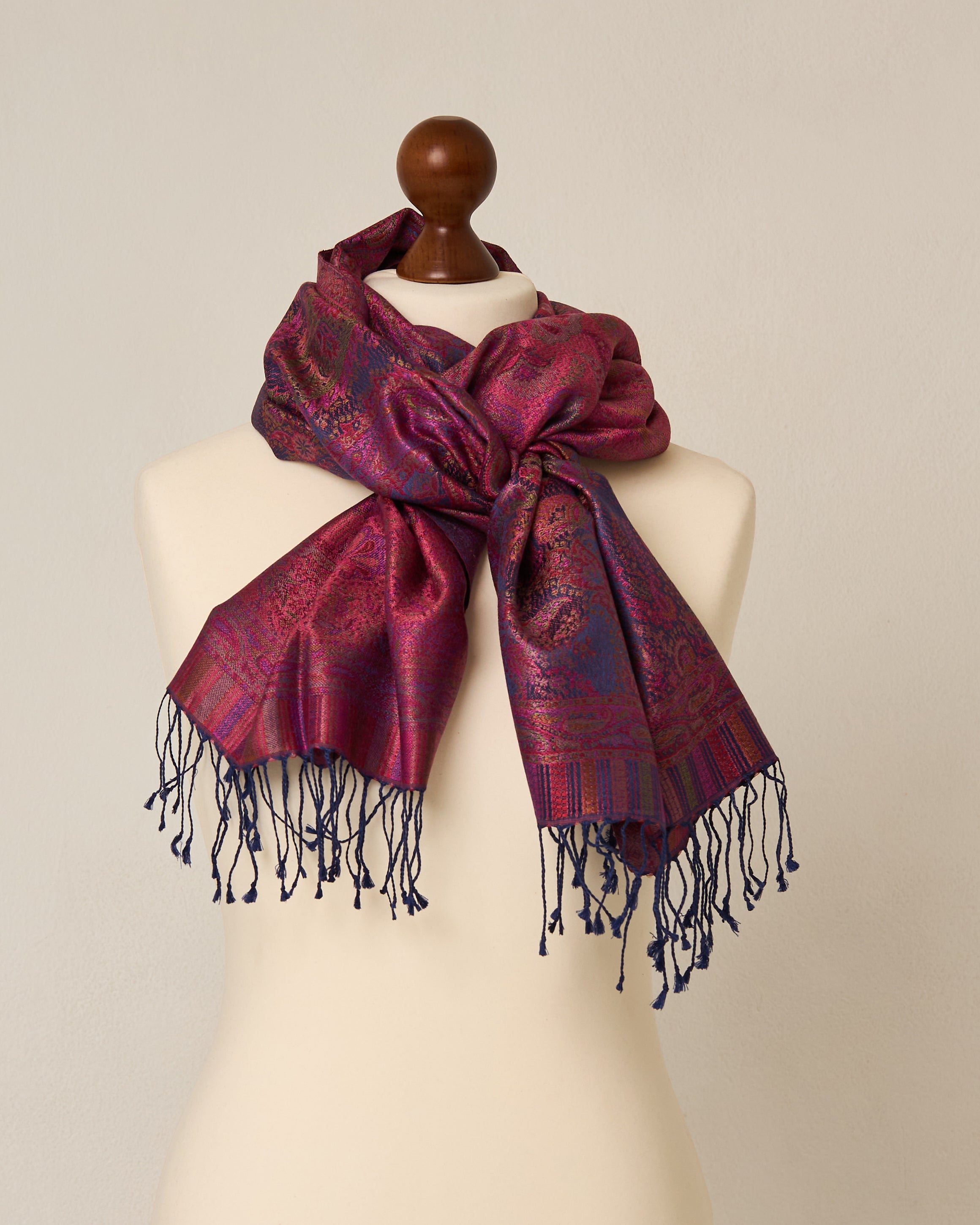 Amethyst Bloom Silk Jacquard Shawl