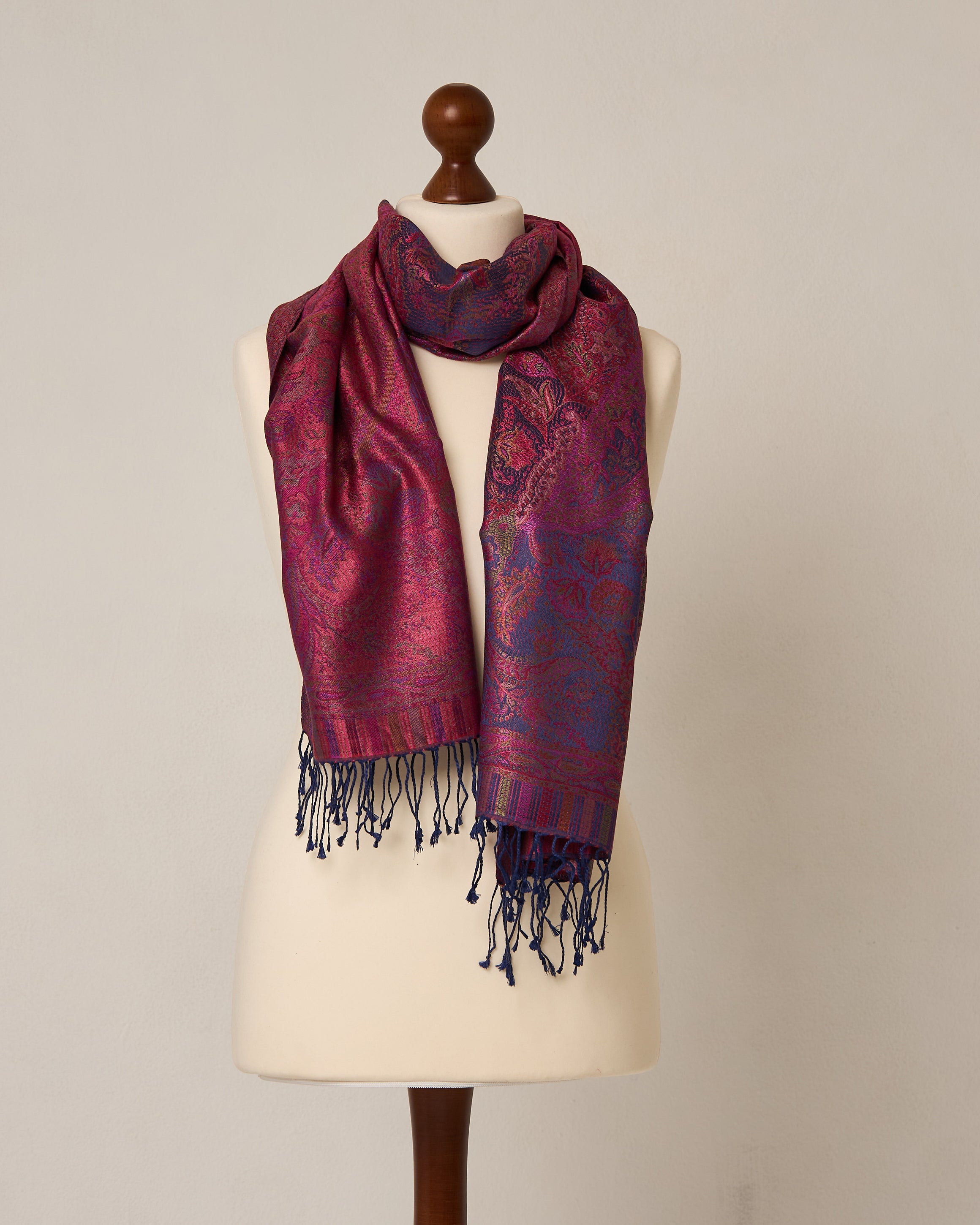 Amethyst Bloom Silk Jacquard Shawl