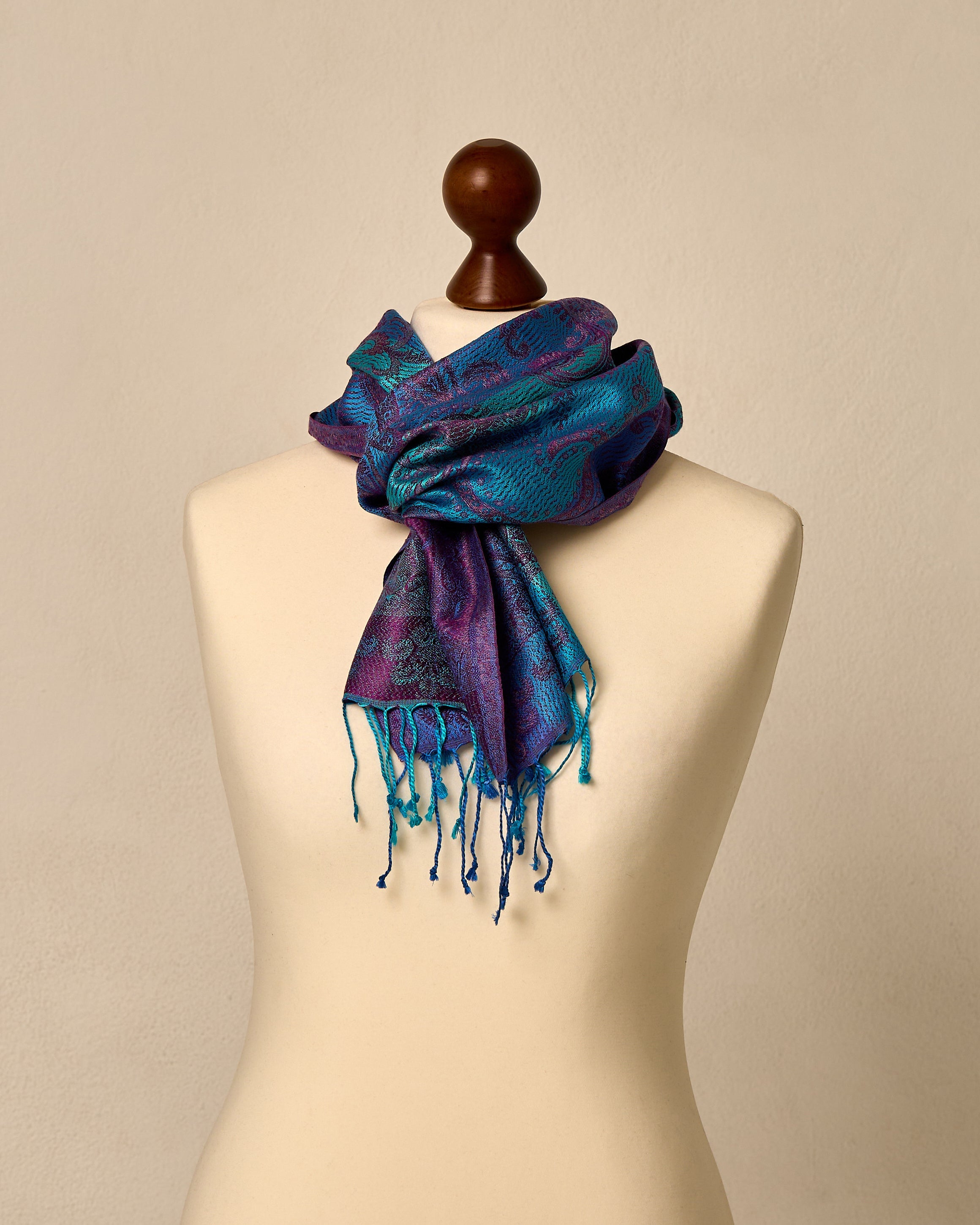 Mystic Lagoon Silk Jacquard Shawl