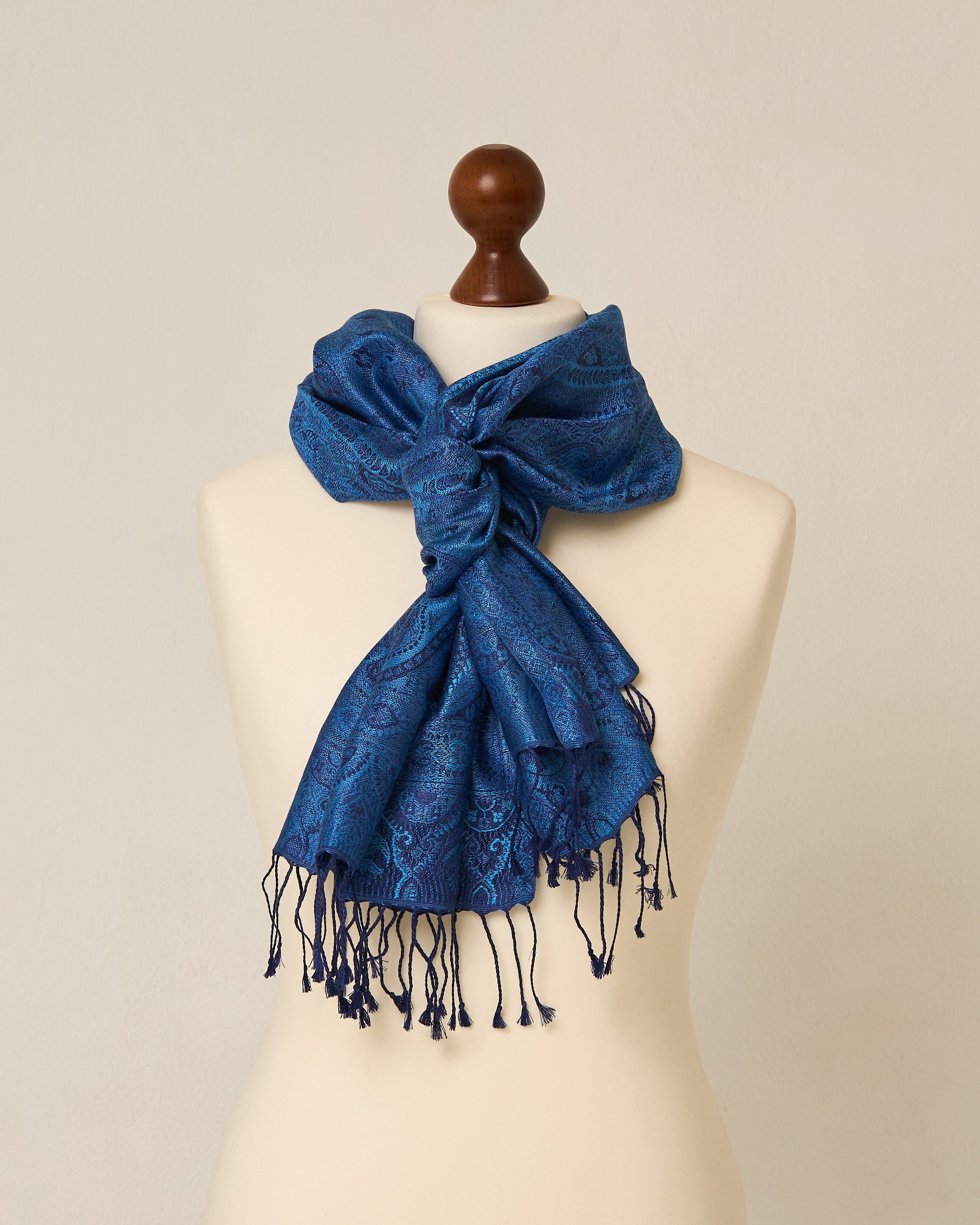 Sapphire Eclipse Silk Jacquard Shawl