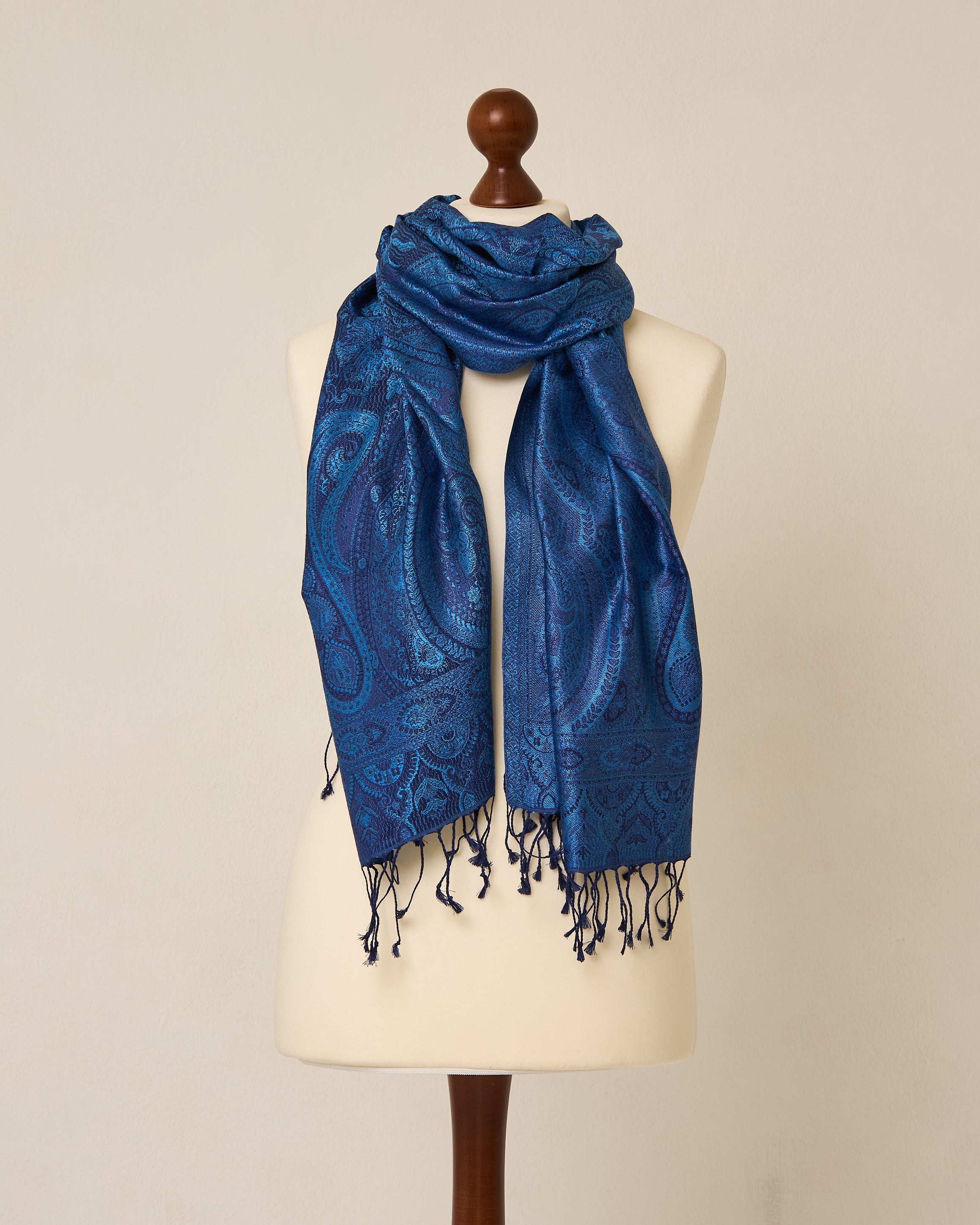 Sapphire Eclipse Silk Jacquard Shawl