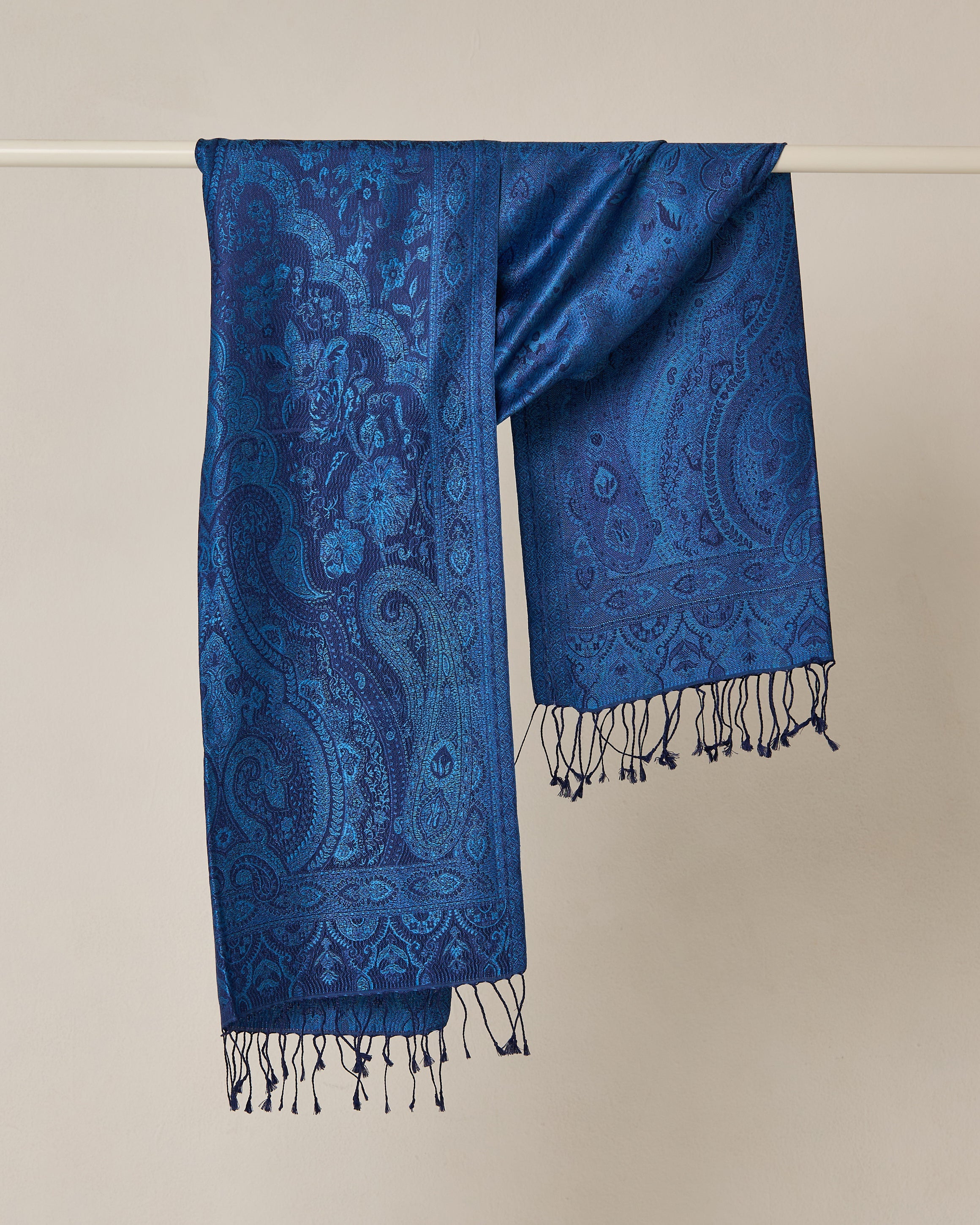 Sapphire Eclipse Silk Jacquard Shawl
