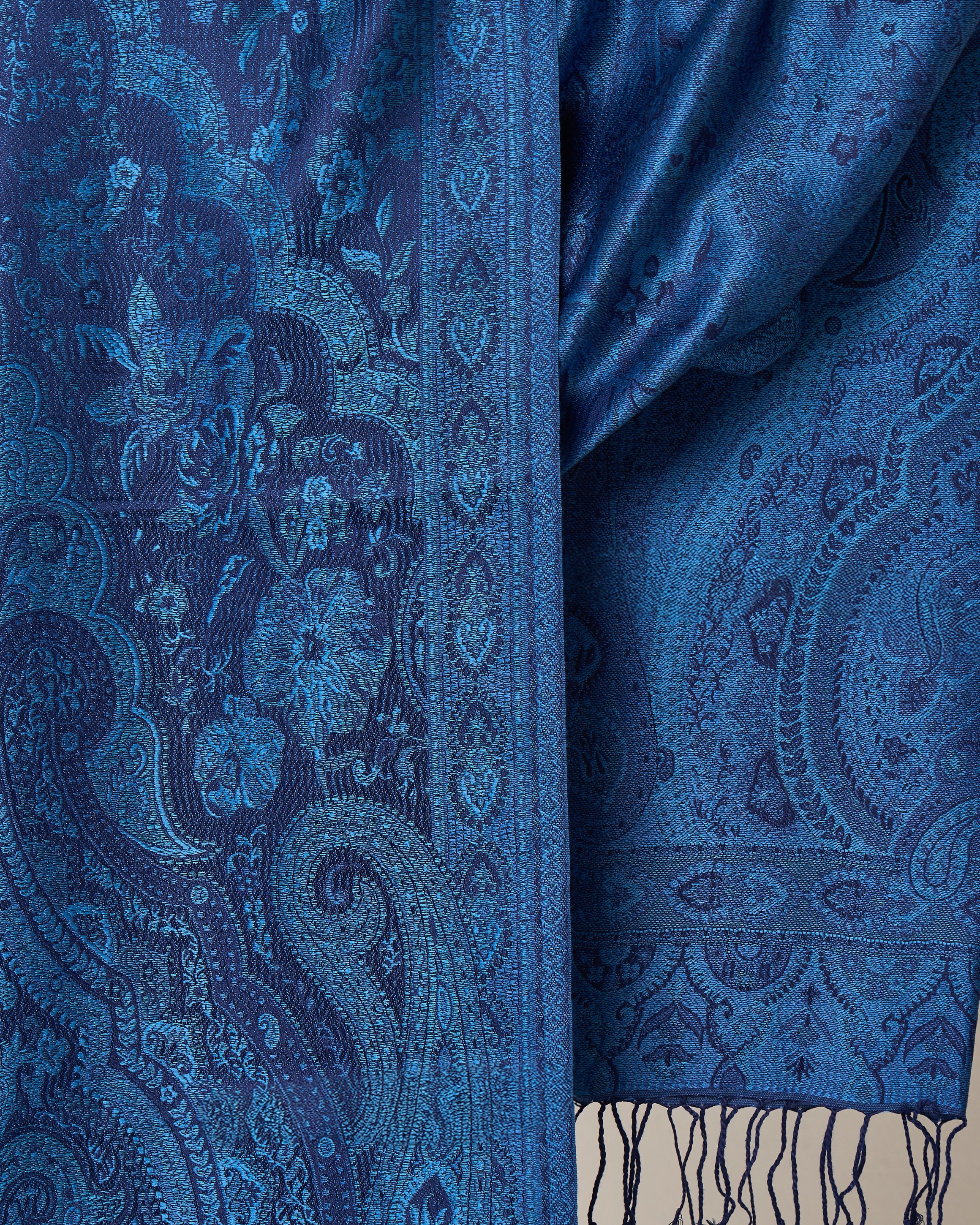 Sapphire Eclipse Silk Jacquard Shawl