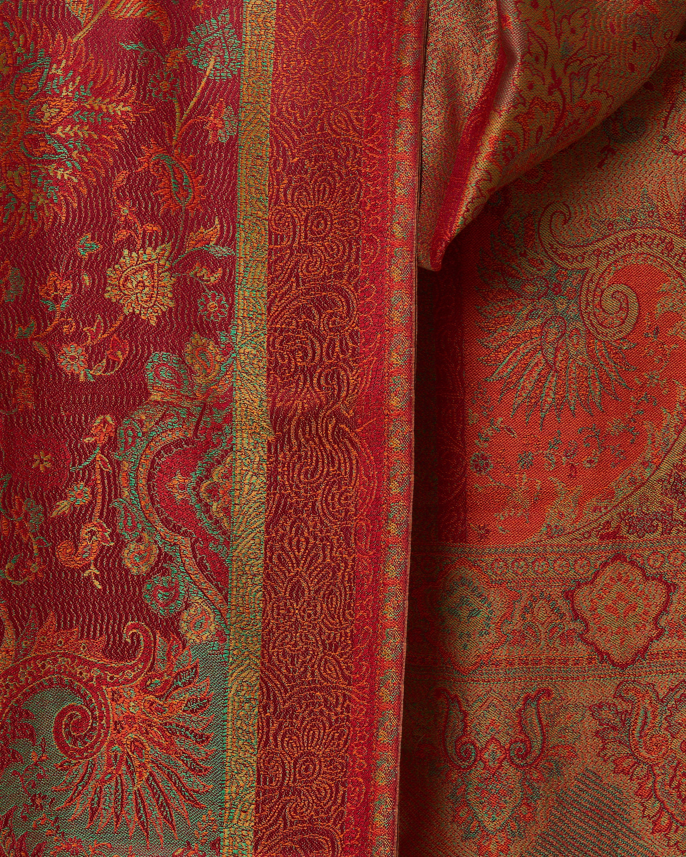 Crimson Crown Silk Jacquard Shawl