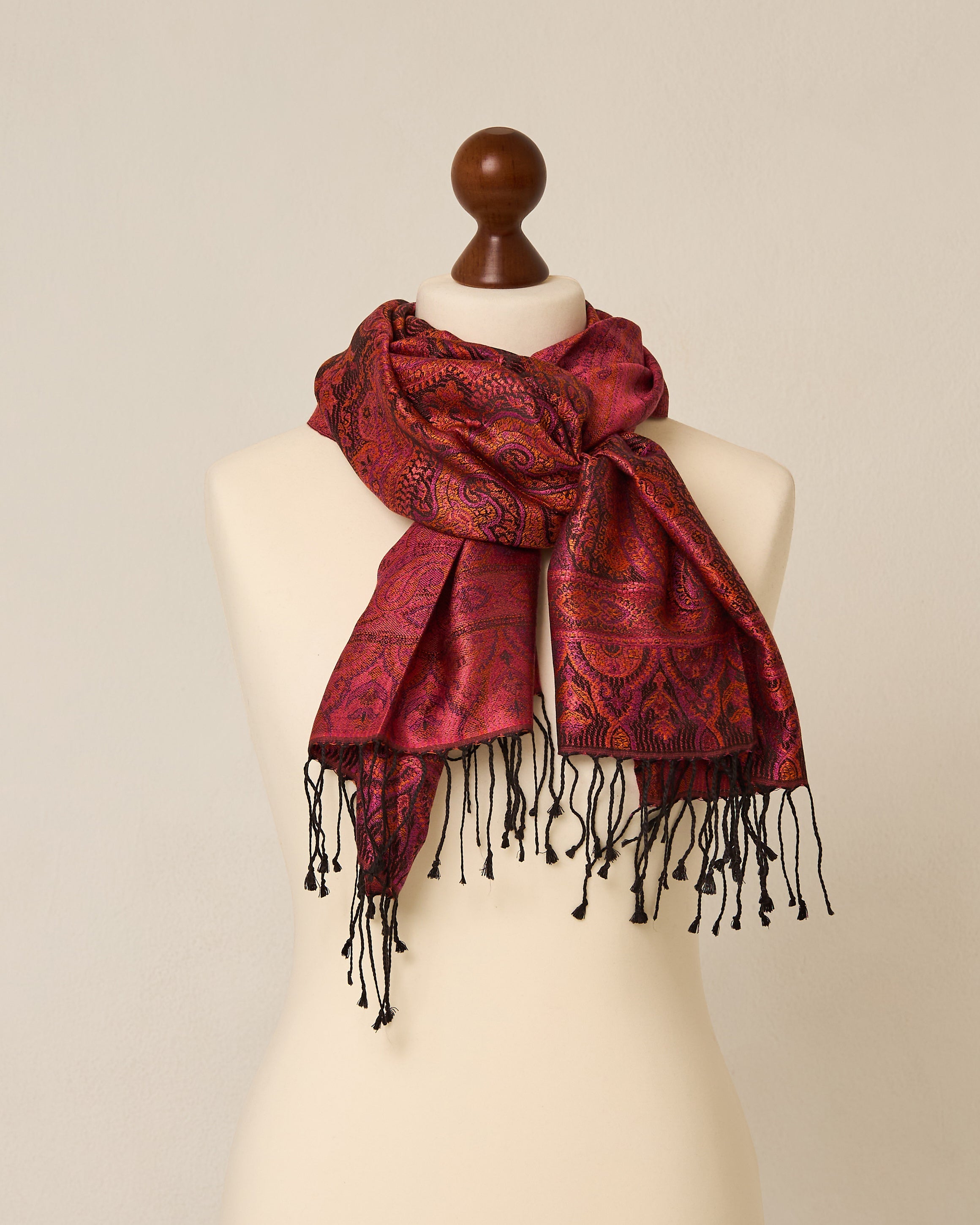 Velvet Amaranth Silk Jacquard Shawl
