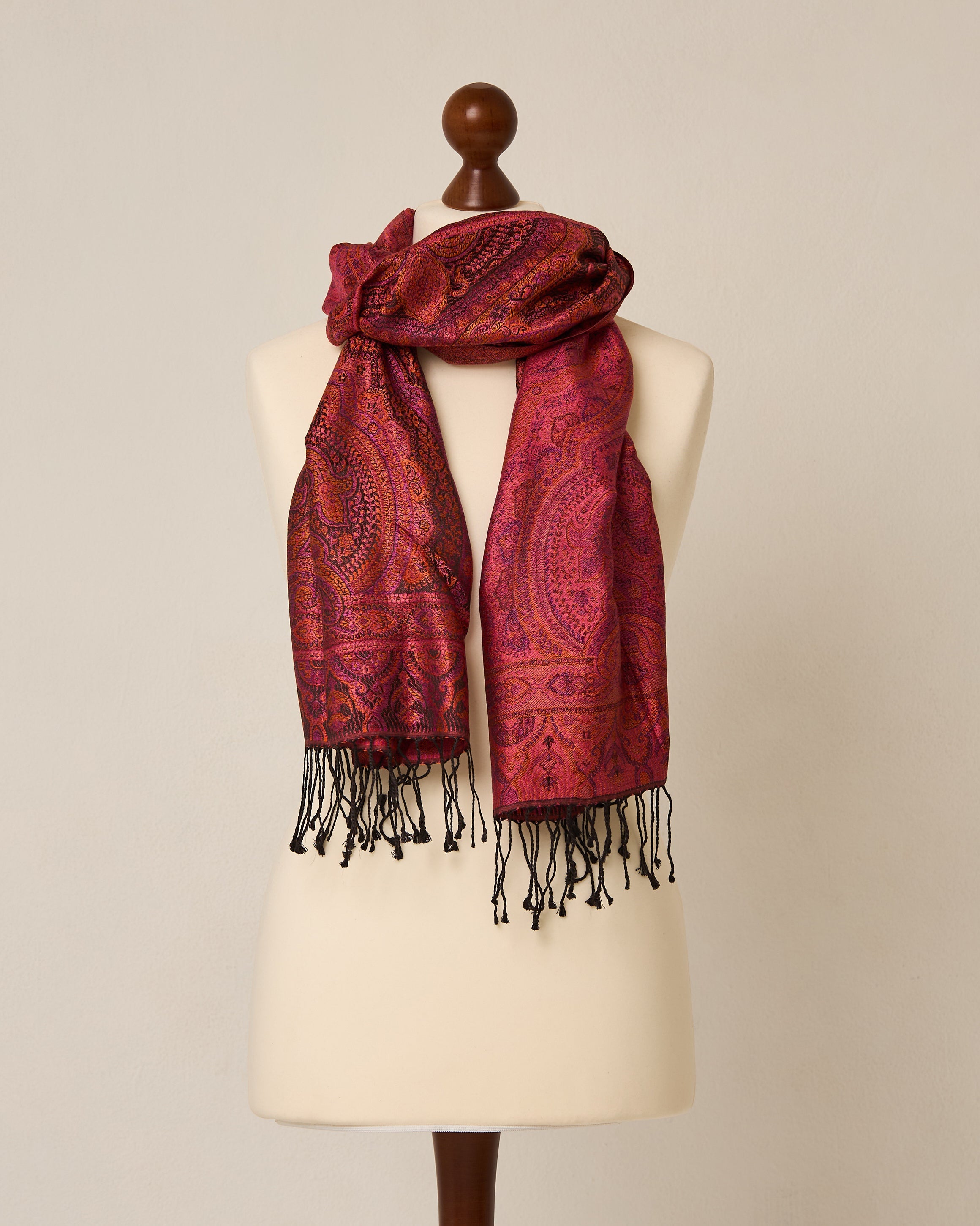 Velvet Amaranth Silk Jacquard Shawl