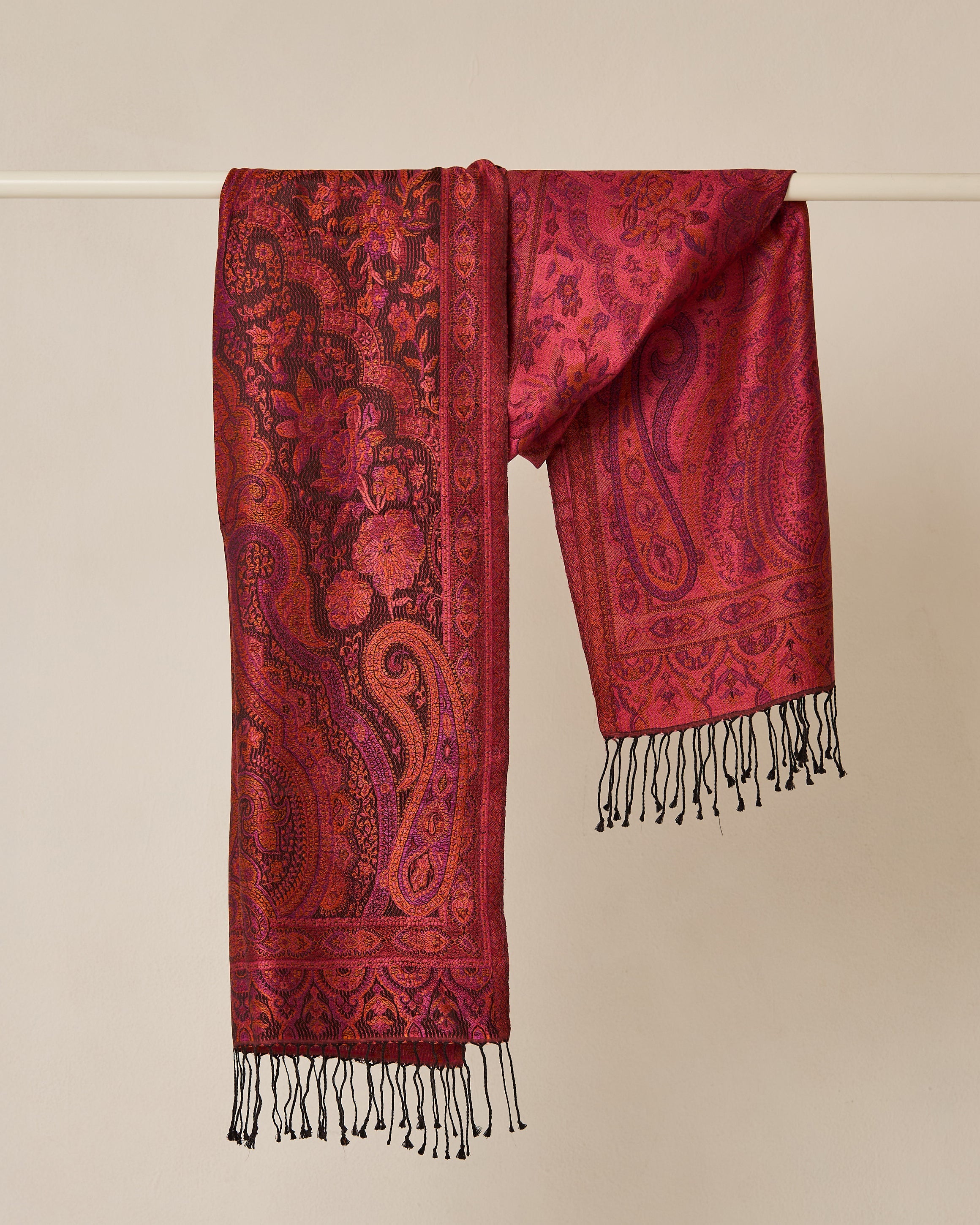 Velvet Amaranth Silk Jacquard Shawl