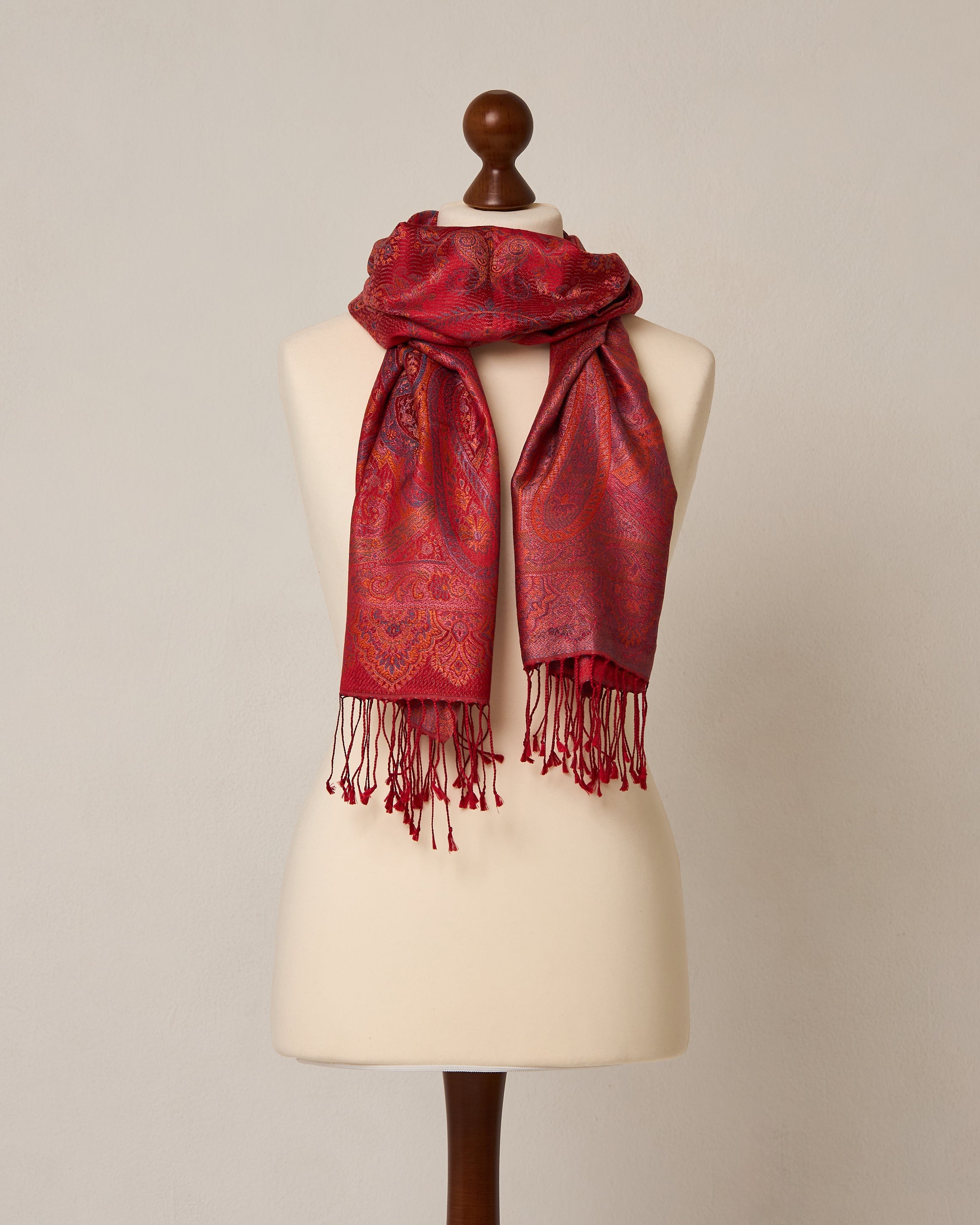 Ruby Royale Silk Jacquard Shawl