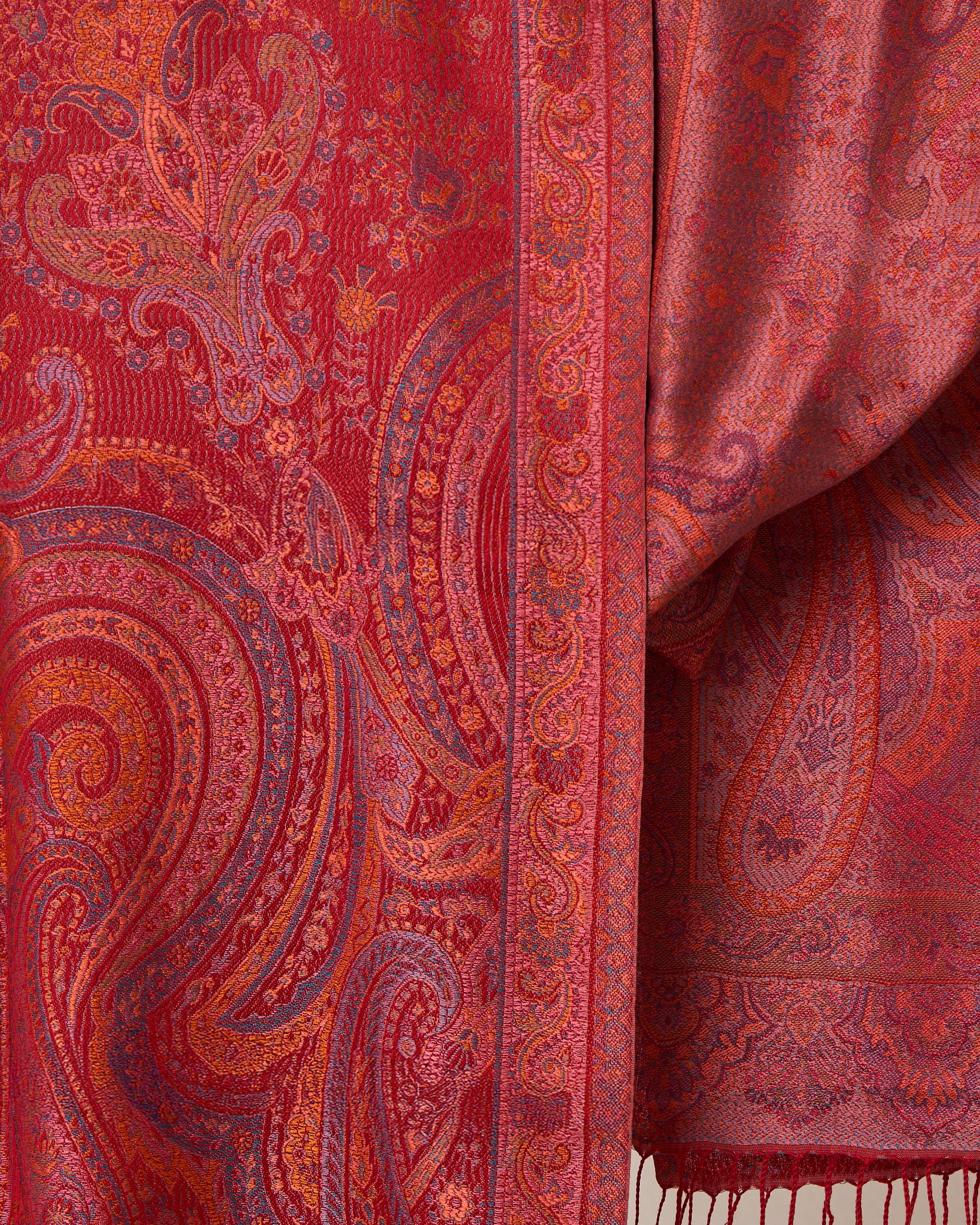 Ruby Royale Silk Jacquard Shawl