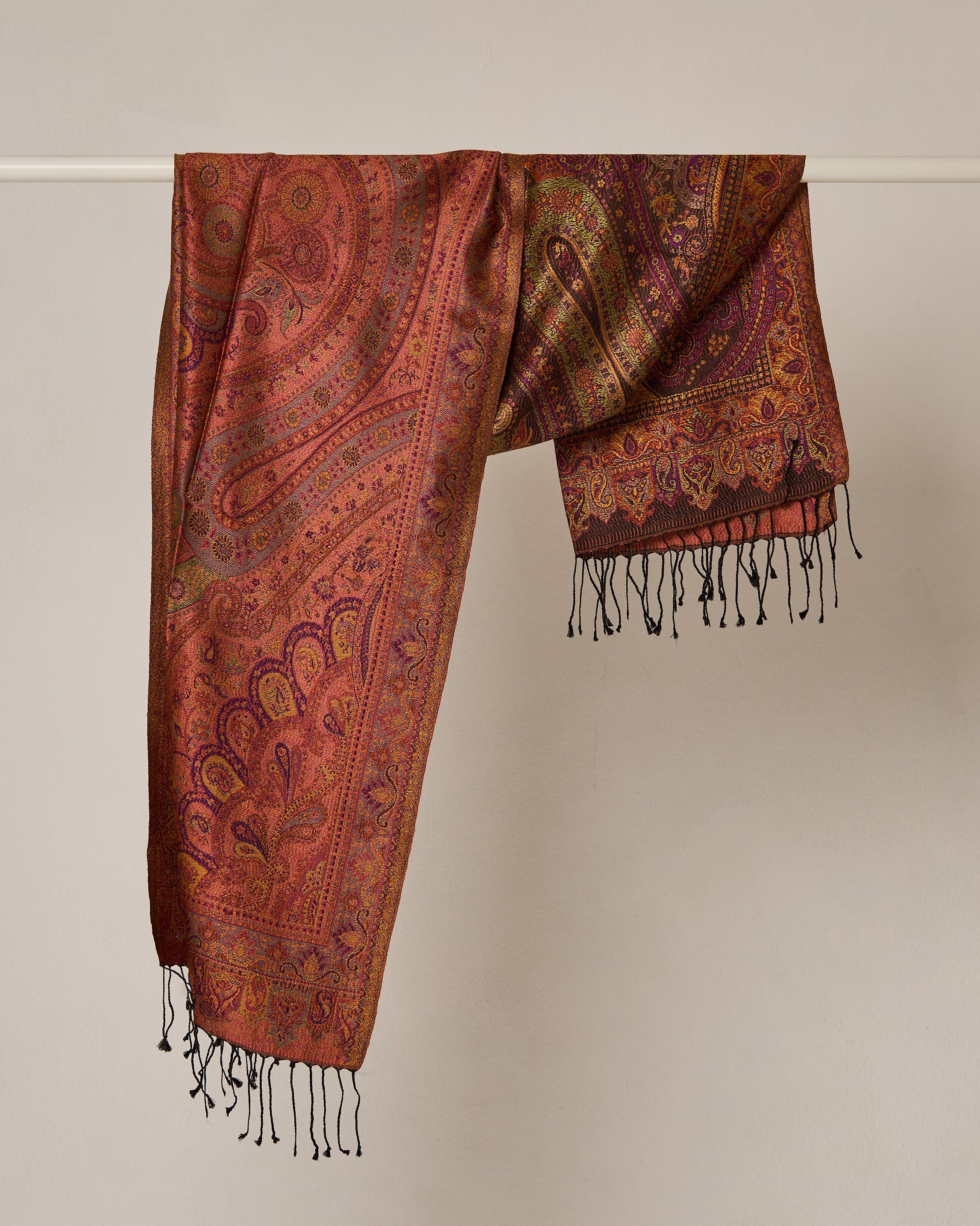 Royal Dahlia Silk Jacquard Shawl
