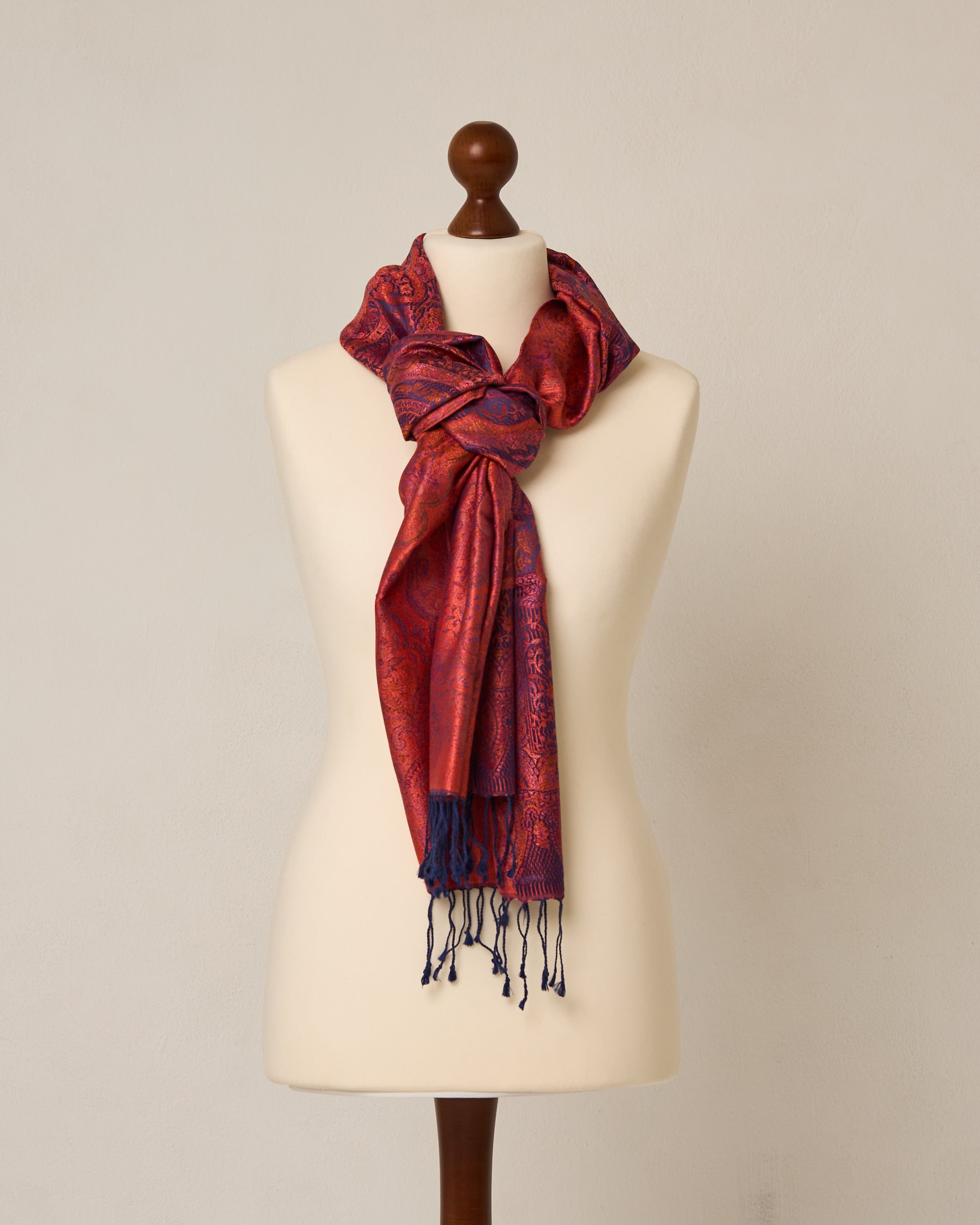 Ruby Peony Silk Jacquard Shawl