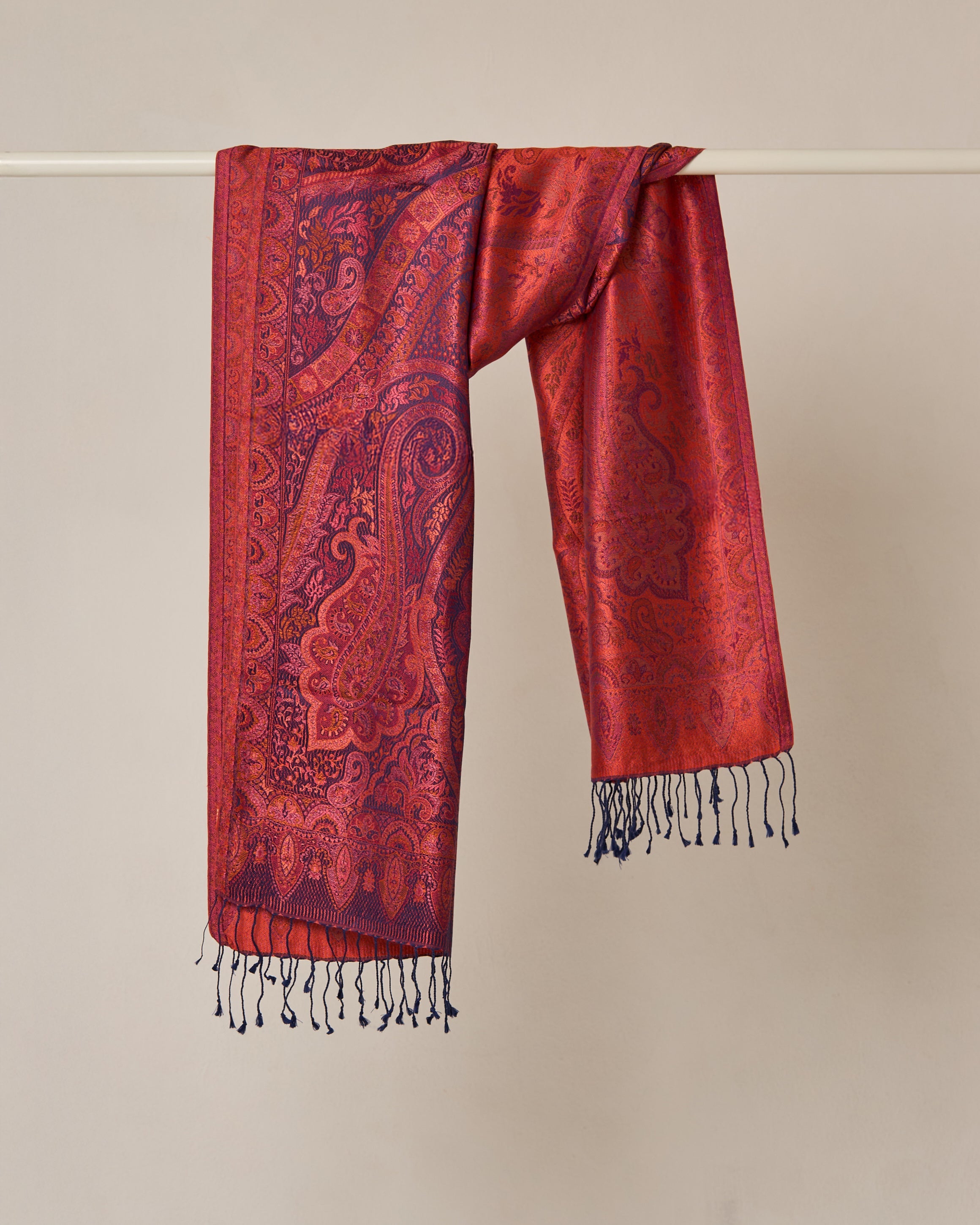 Ruby Peony Silk Jacquard Shawl