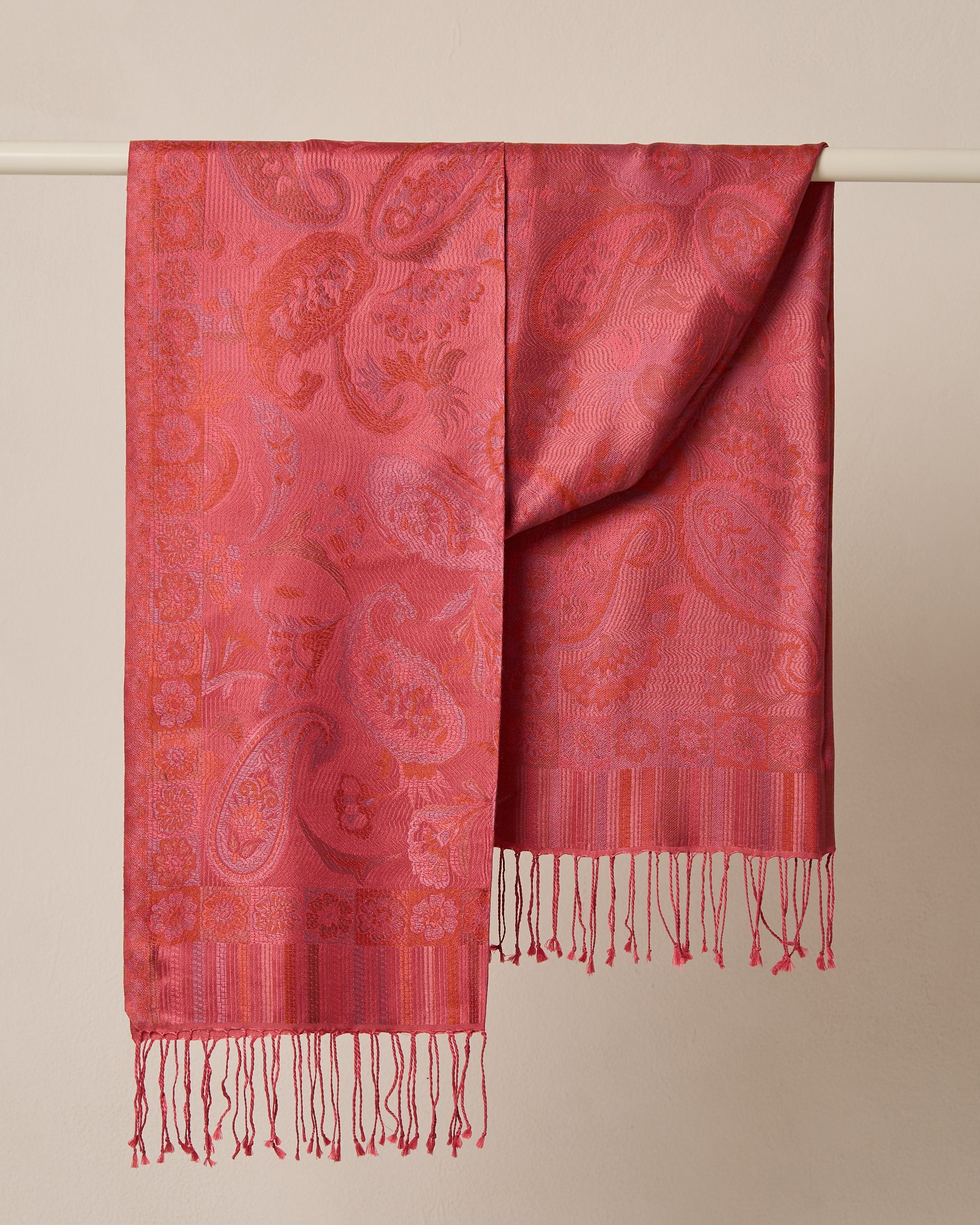Royal Rose Silk Jacquard Shawl