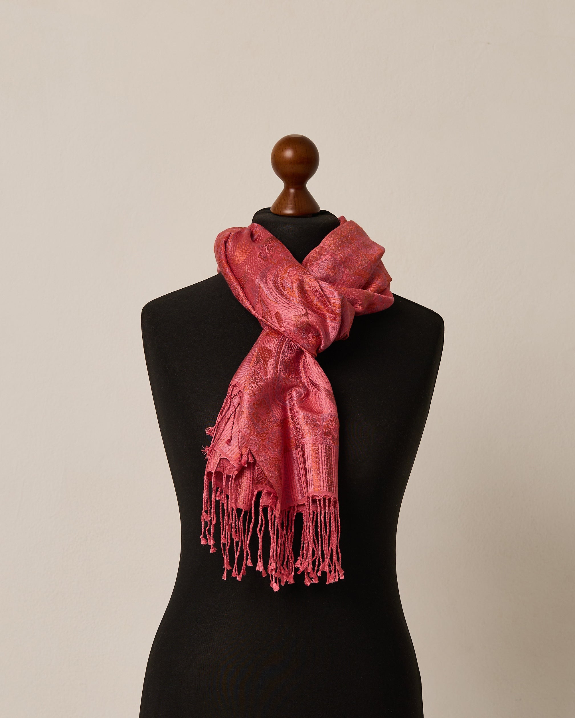 Royal Rose Silk Jacquard Shawl