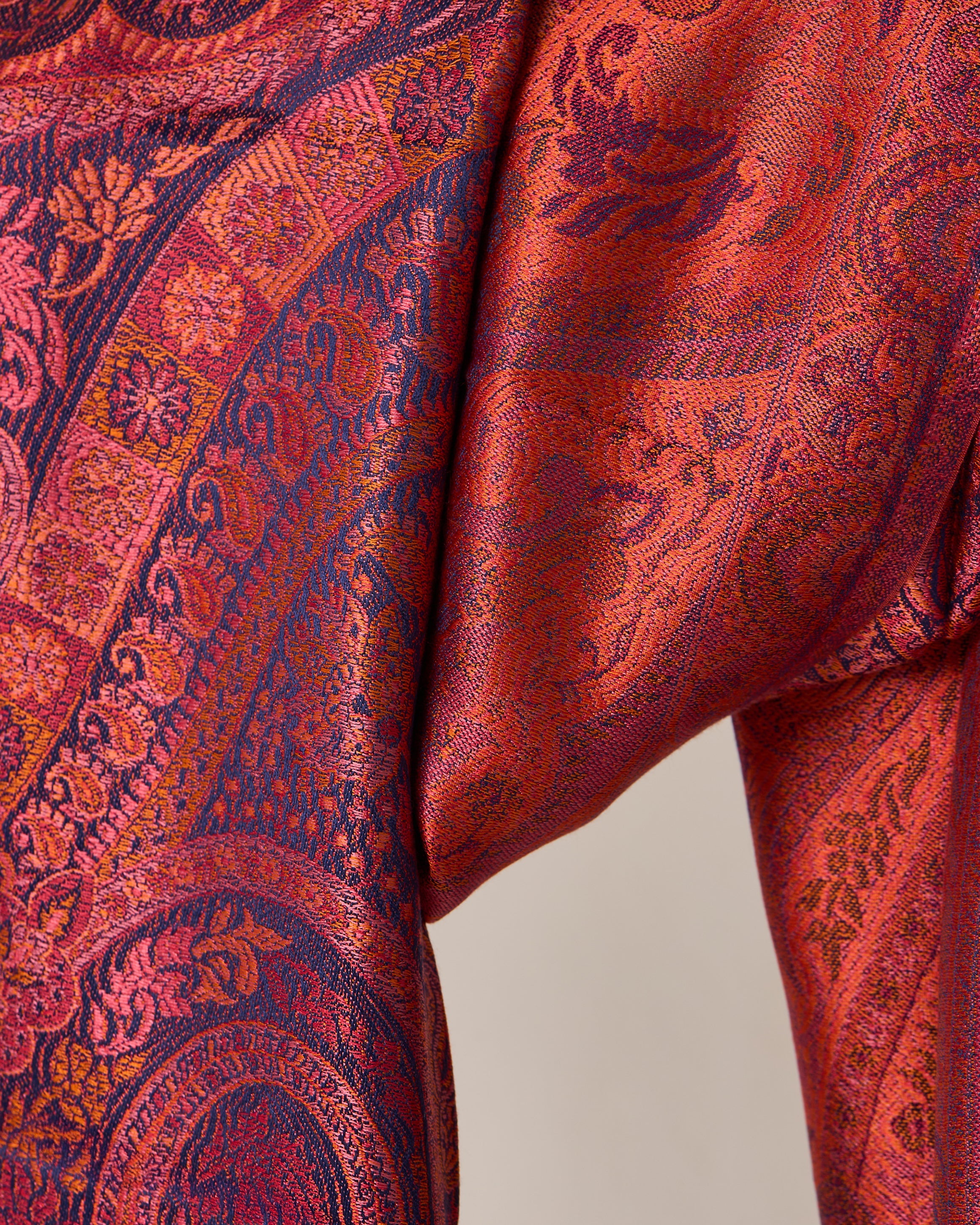 Ruby Peony Silk Jacquard Shawl