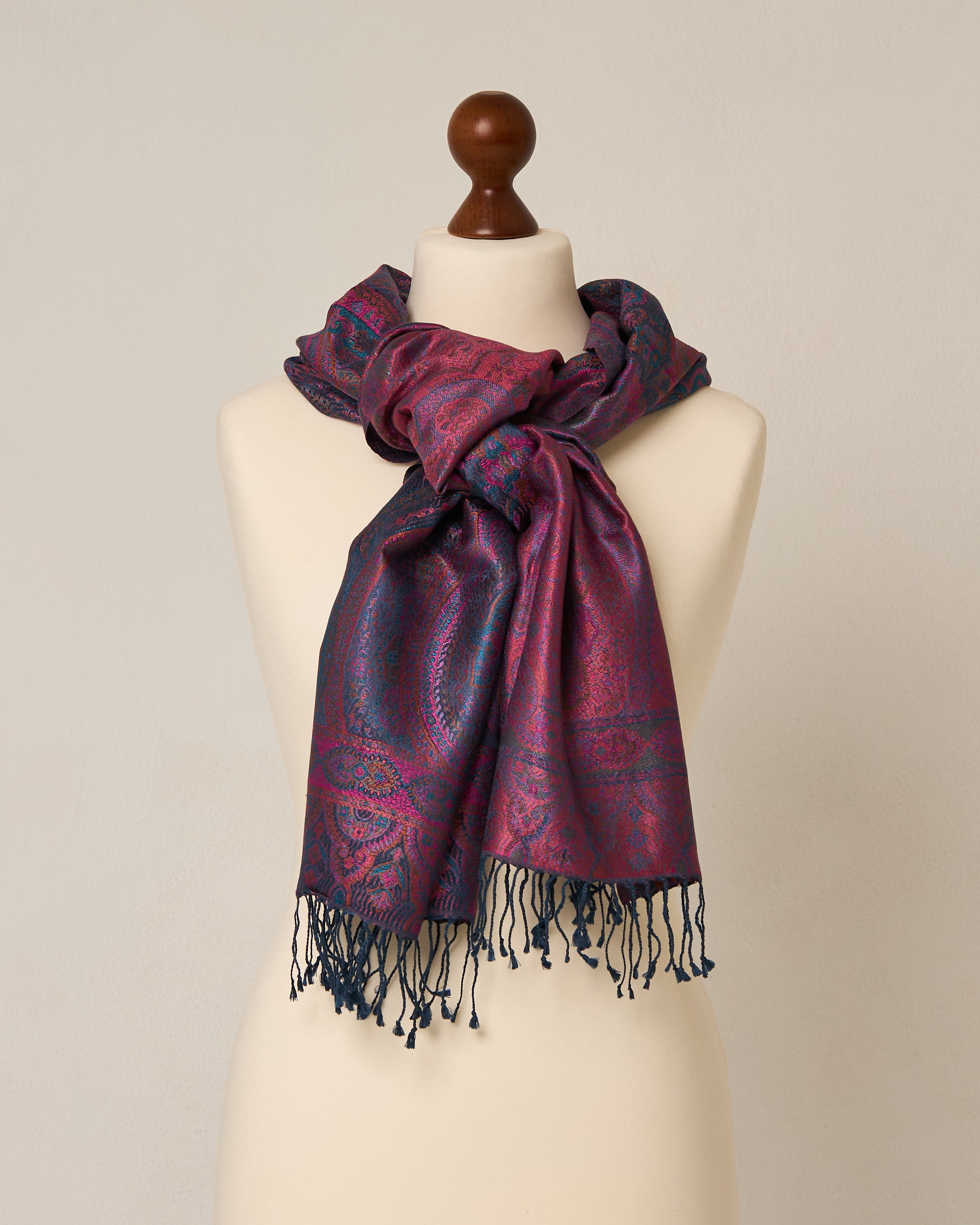 Sapphire Magnolia Silk Jacquard Shawl