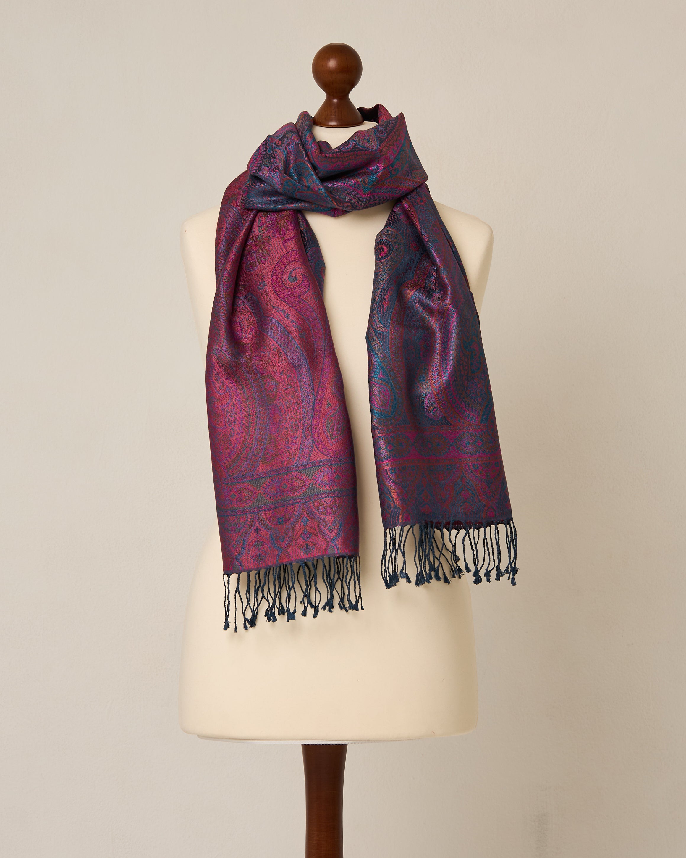Sapphire Magnolia Silk Jacquard Shawl