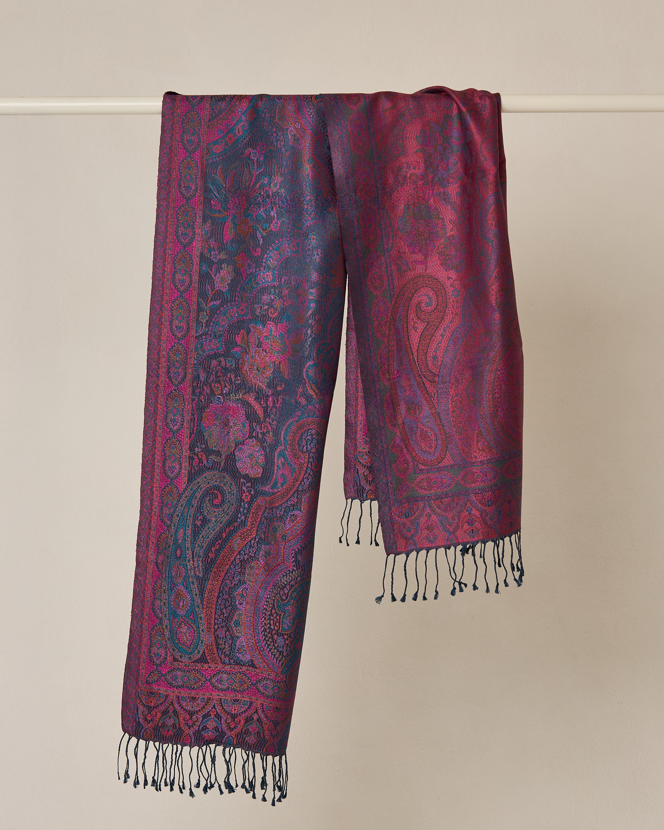 Sapphire Magnolia Silk Jacquard Shawl