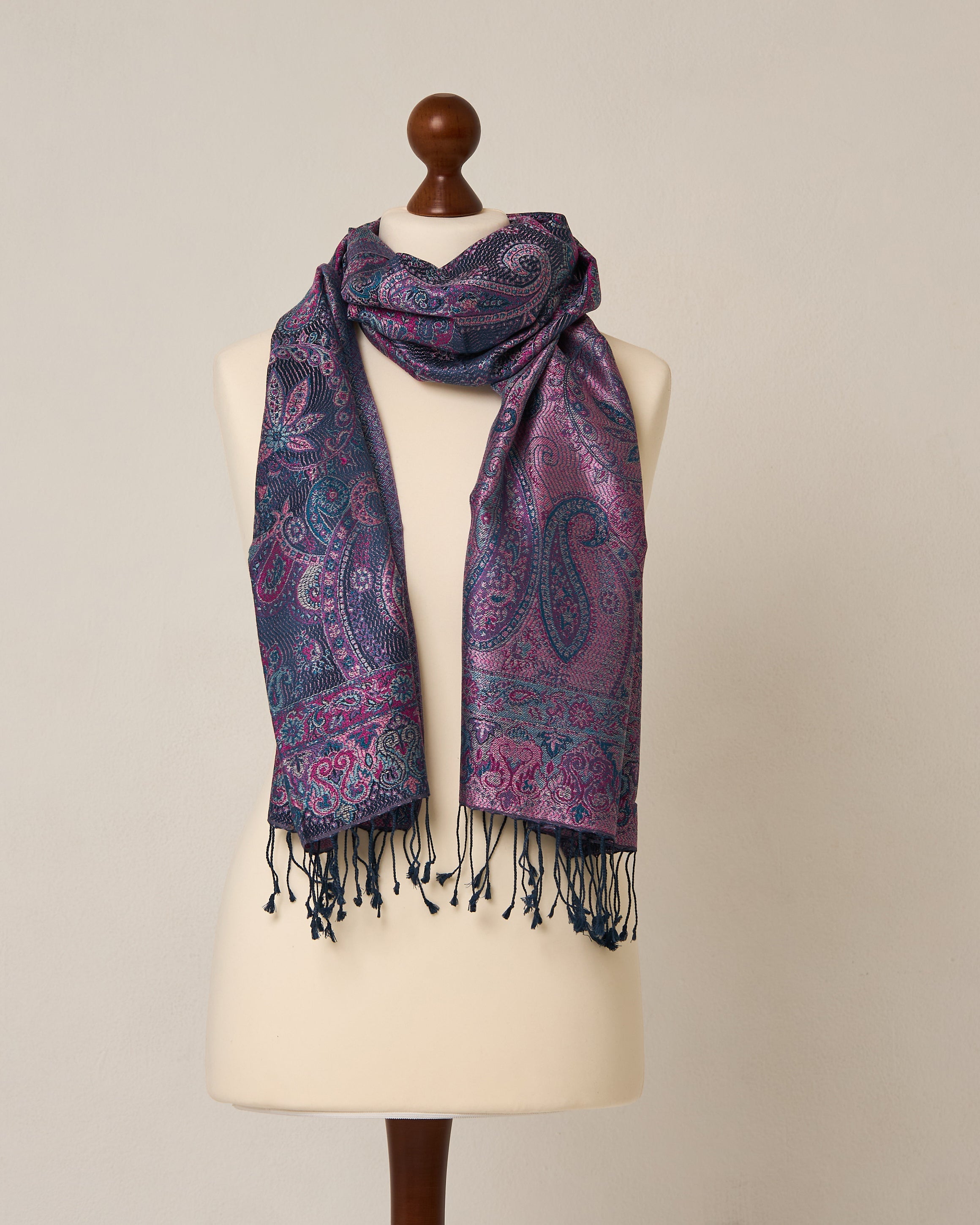 Midnight Iris Silk Jacquard Shawl