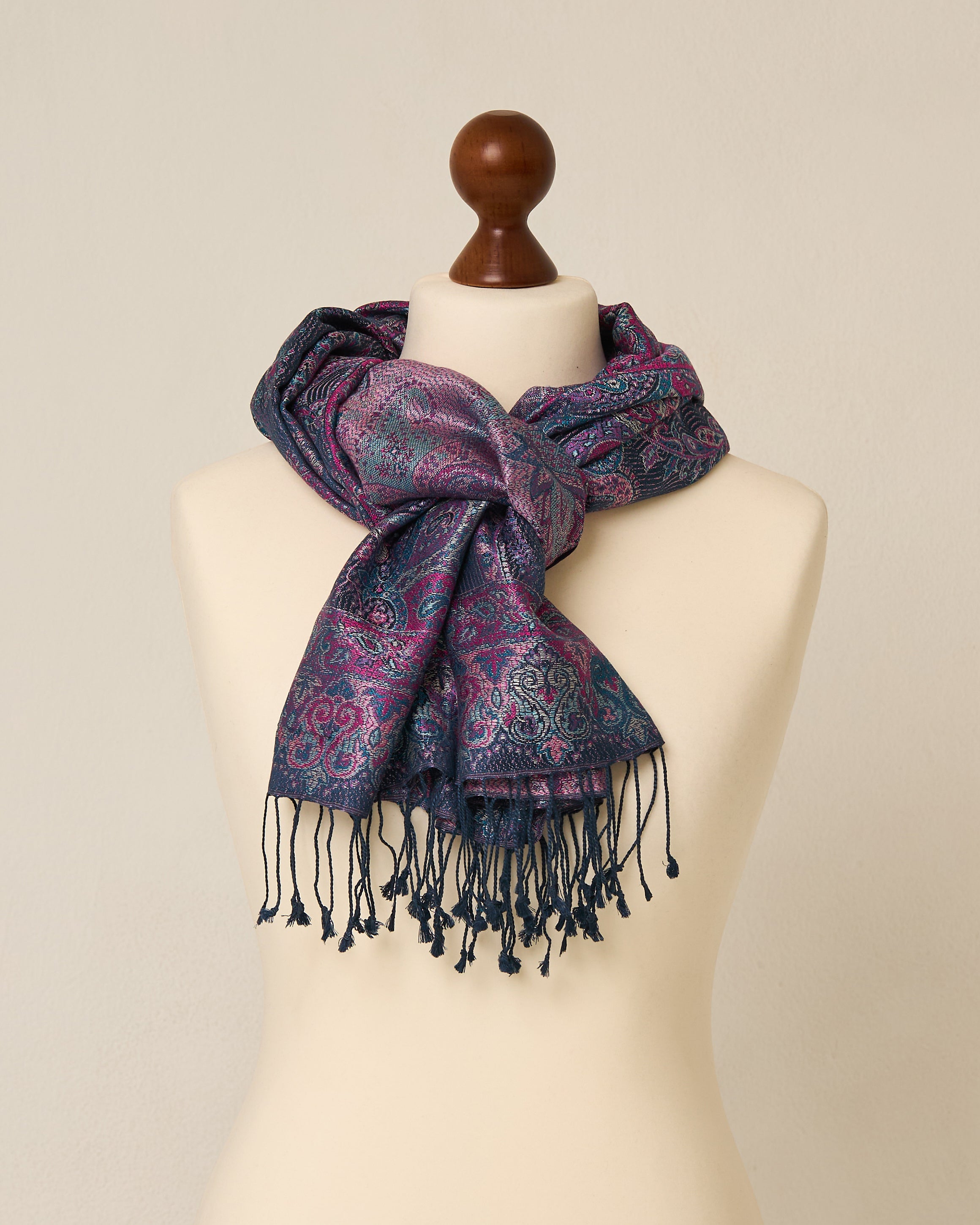 Midnight Iris Silk Jacquard Shawl