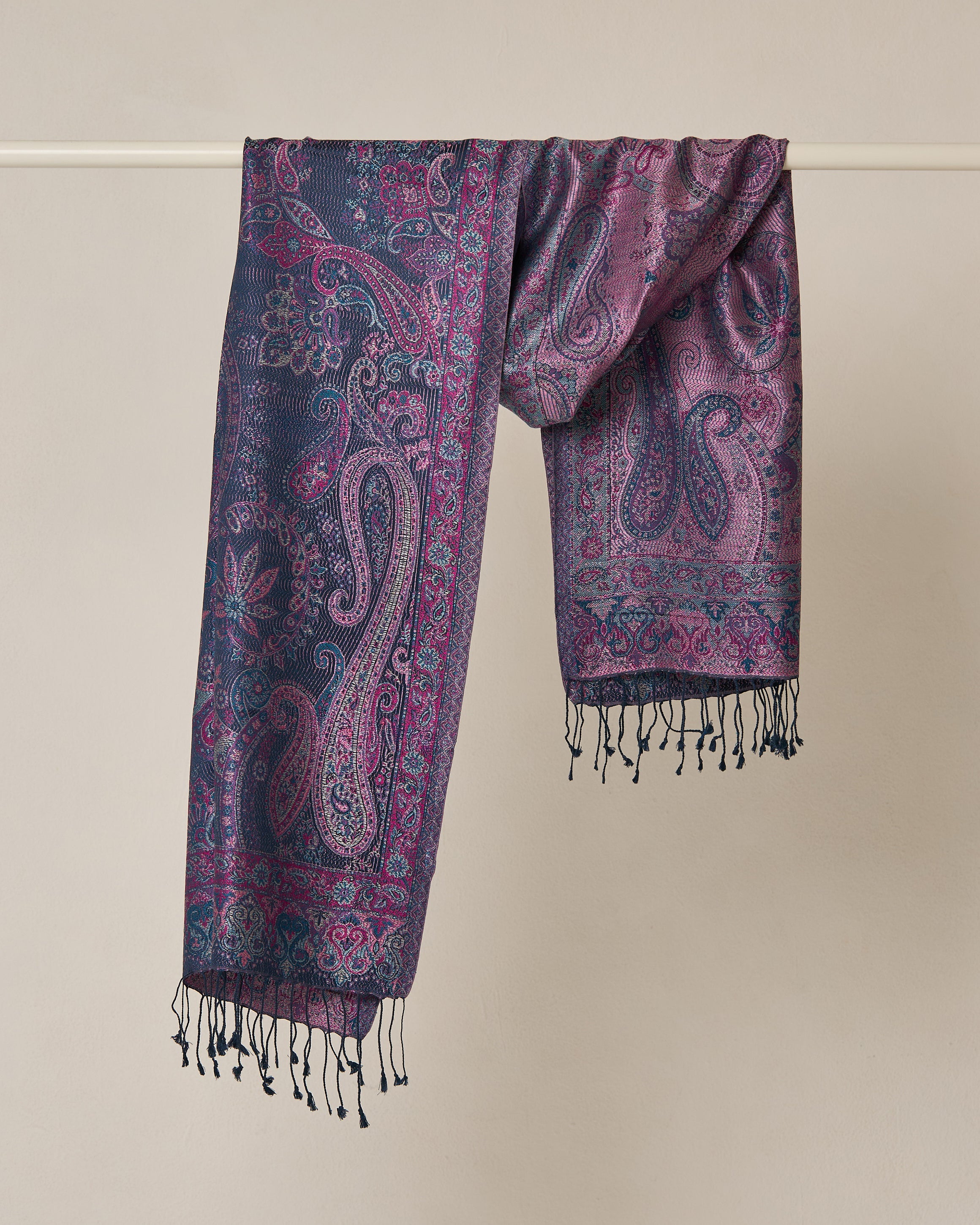 Midnight Iris Silk Jacquard Shawl