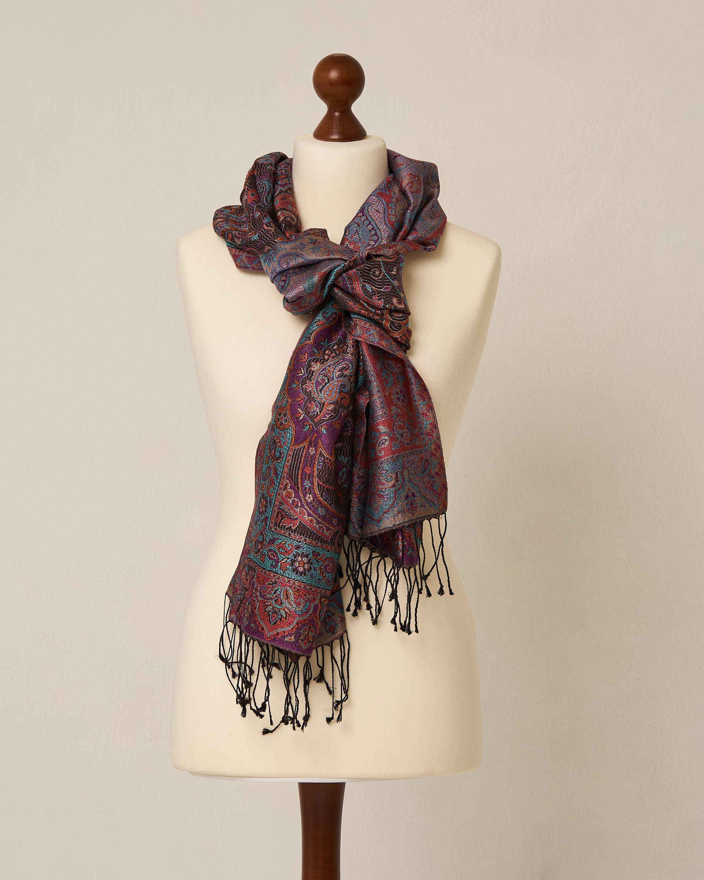 Celestial Opal Silk Jacquard Shawl