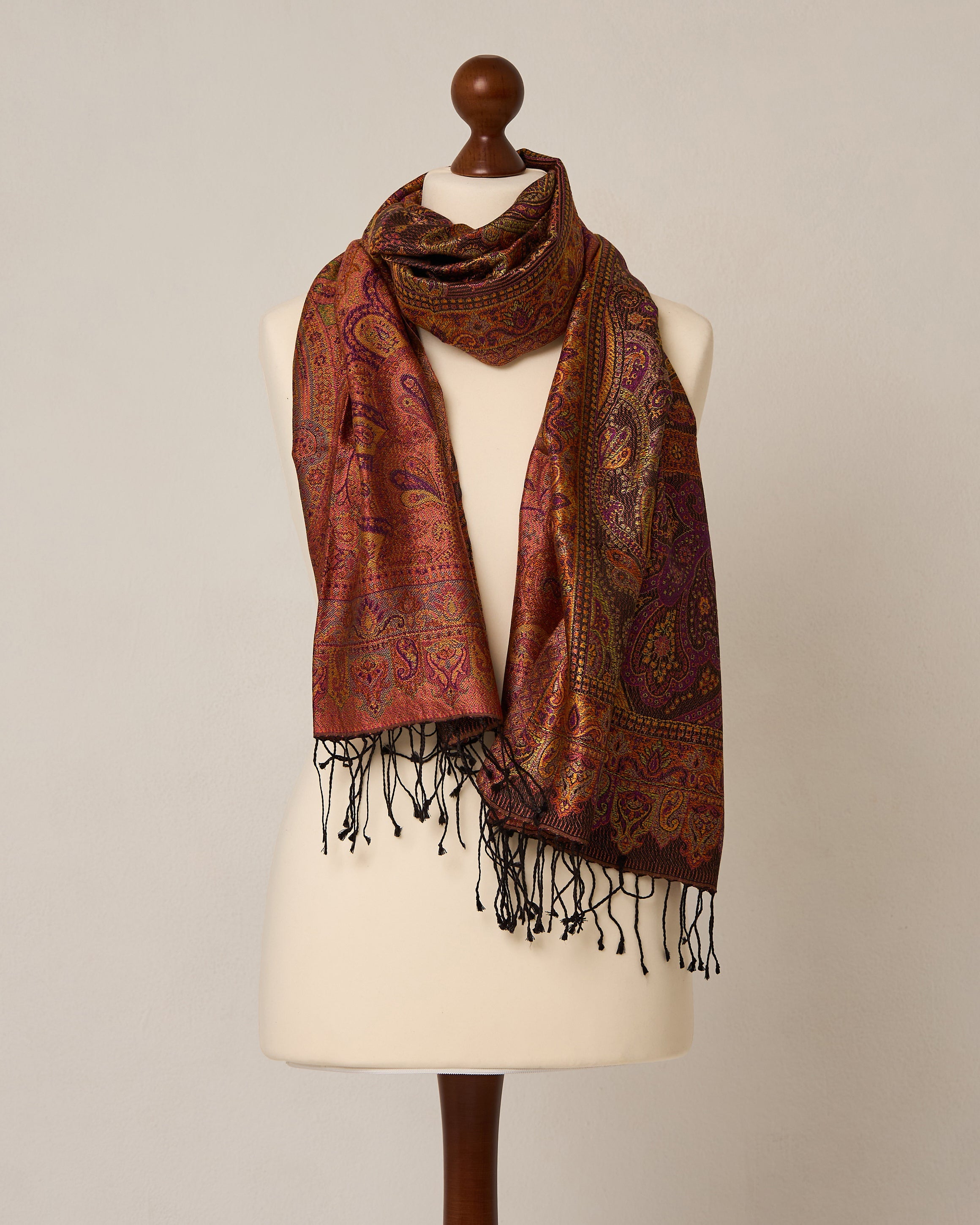 Royal Dahlia Silk Jacquard Shawl