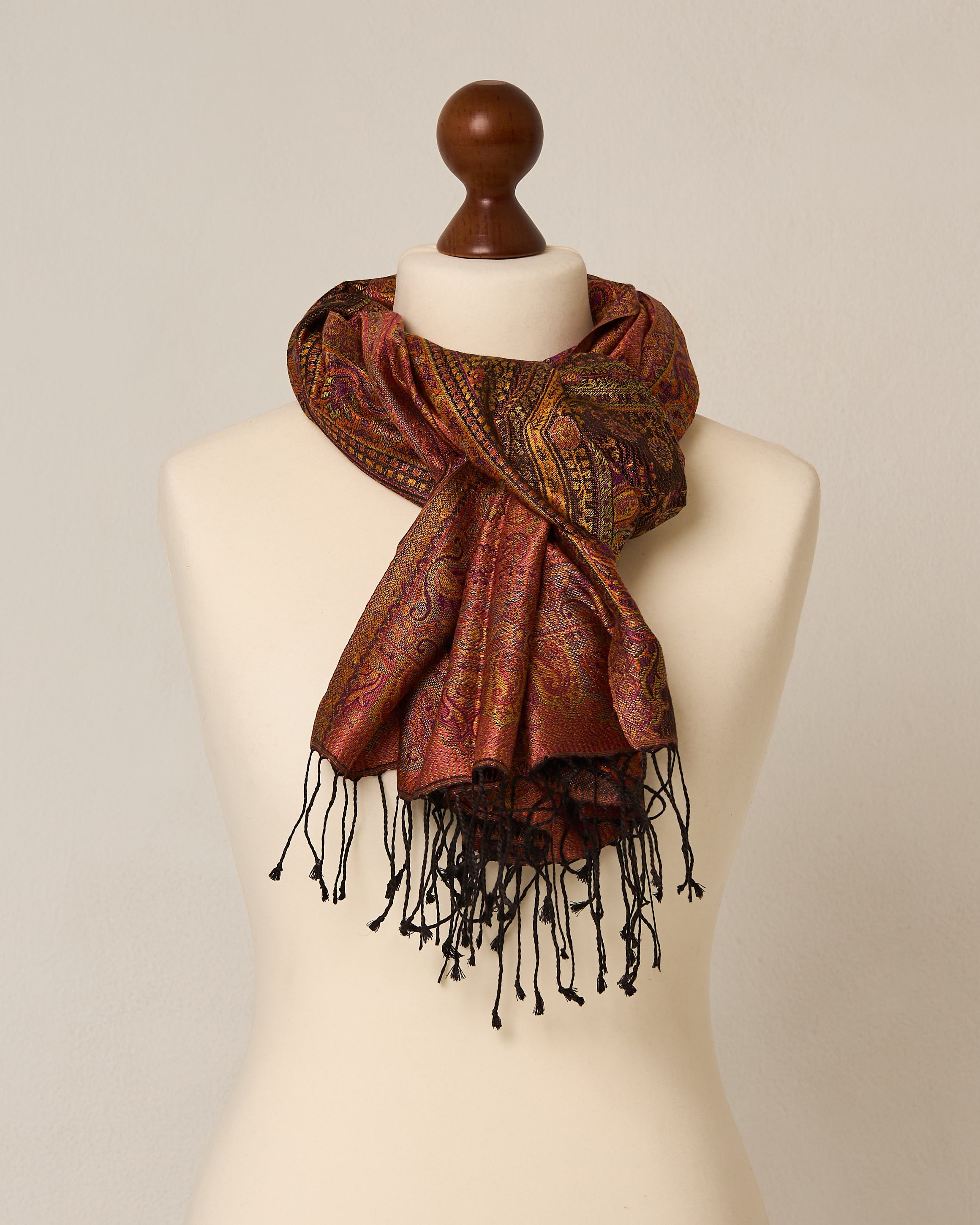 Royal Dahlia Silk Jacquard Shawl